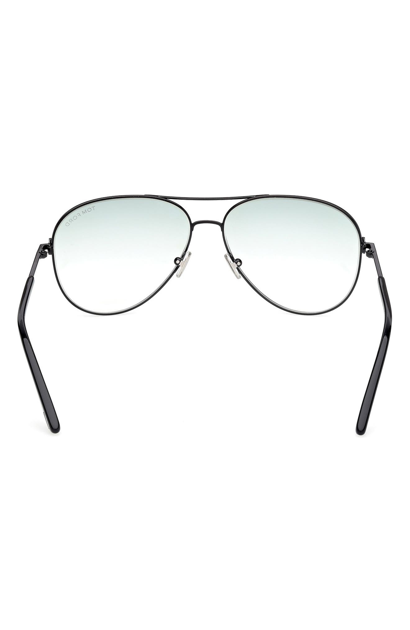 TOM FORD Clark 59mm Gradient Pilot Sunglasses in Shiny Black /Gradient Green at Nordstrom - 5