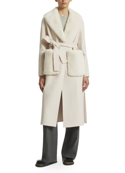 Yves Salomon Belted cashmere coat with mink collar and over-pockets outlook