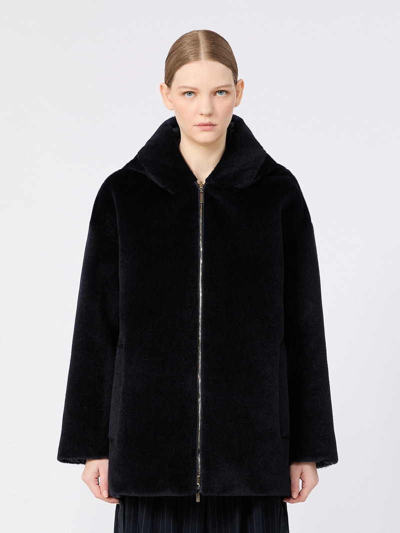 OLIVIA Roomy reversible puffer jacket in wool and alpaca - MIDNIGHTBLUE 3