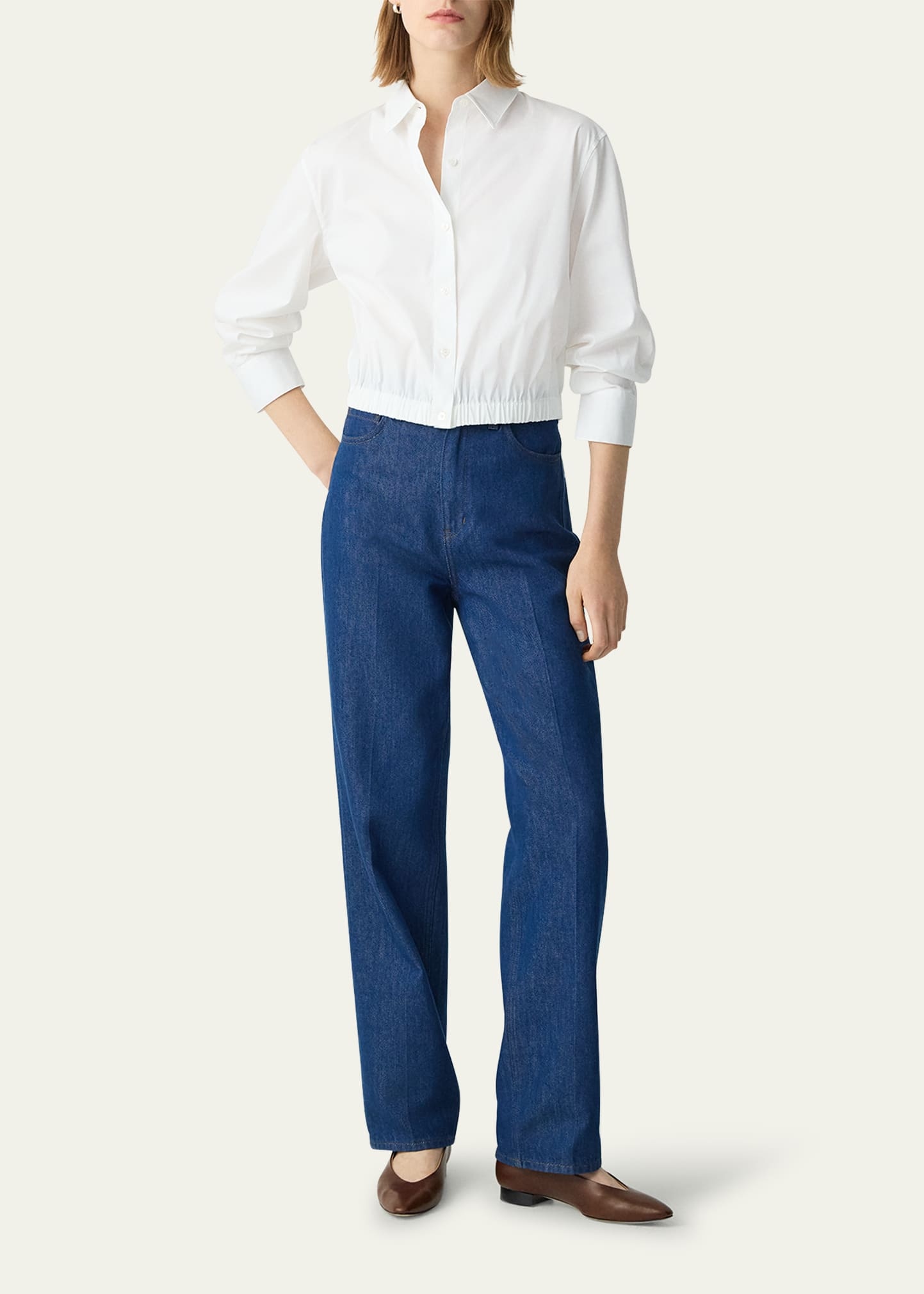 Fixed-Sleeve Poplin Top - 2