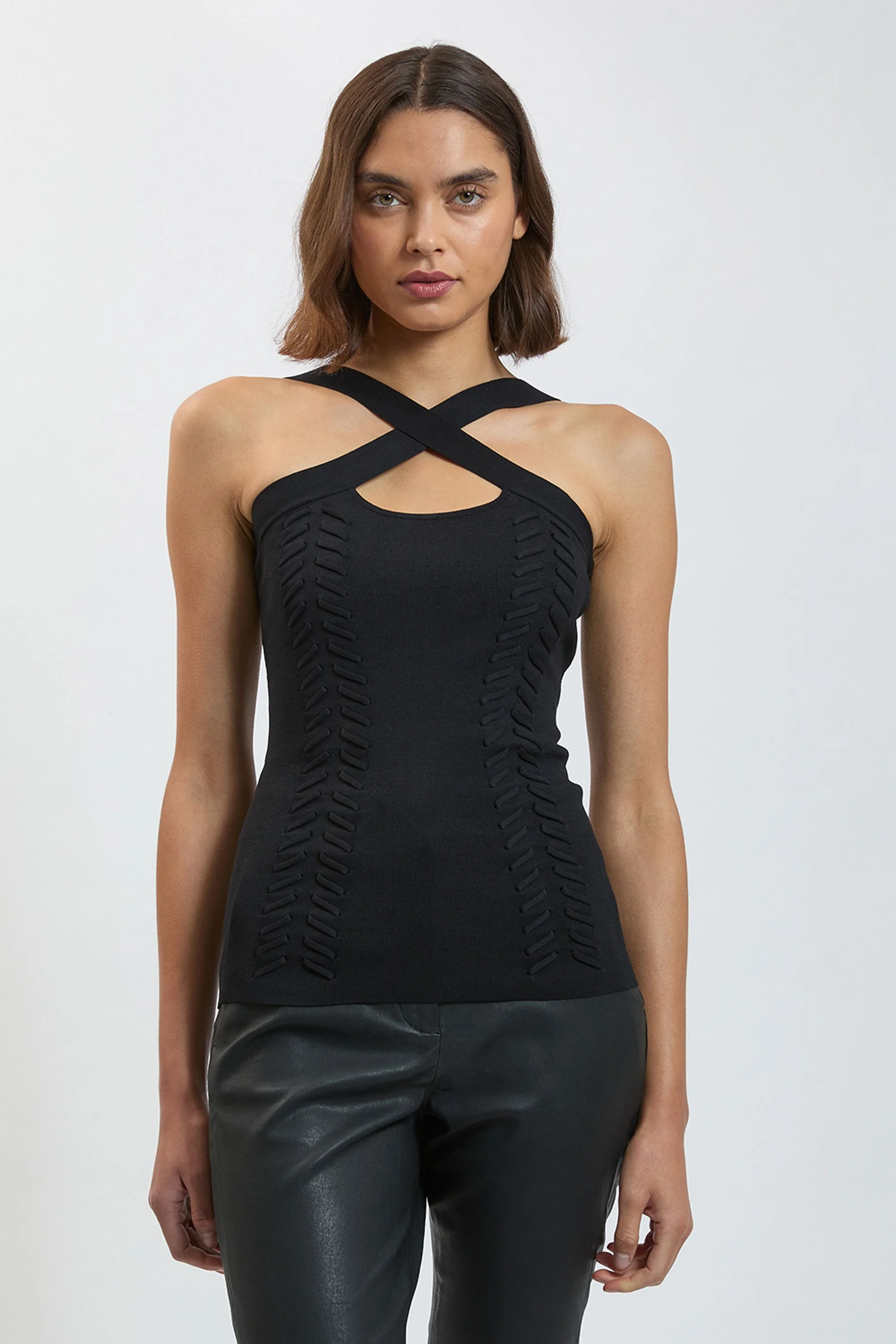 Lace Up Detail Knitted Top - 1