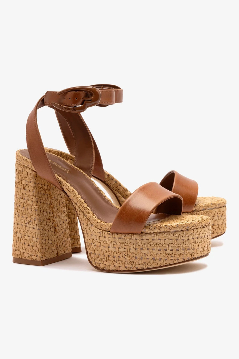 Dolly Verona Sandal In Caramel Leather and Natural Raffia 3