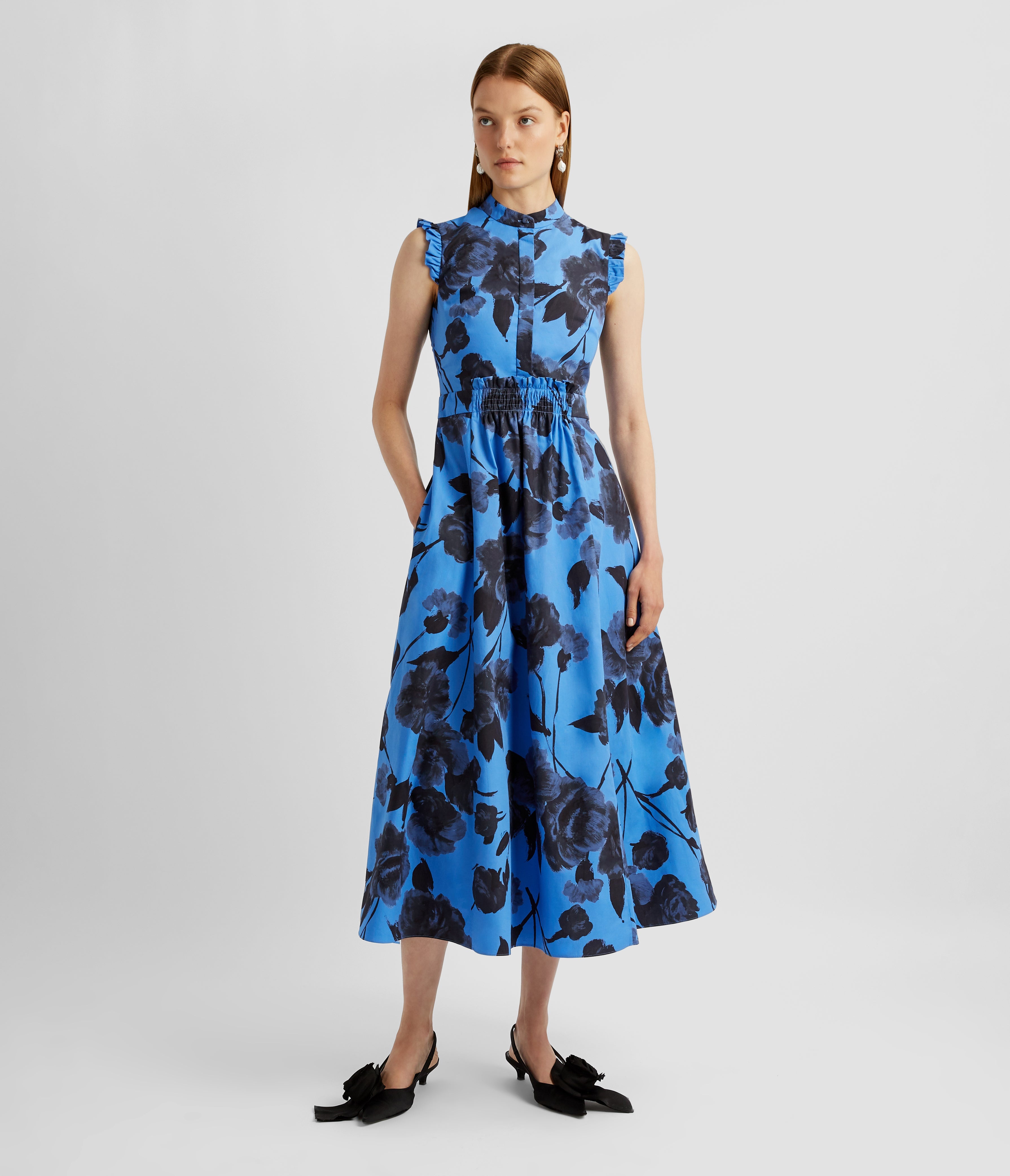 SLEEVELESS MIDI DRESS WITH FULL SKIRT - 4