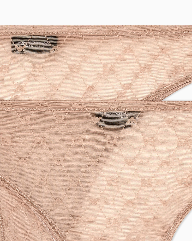 EMPORIO ARMANI TWO-PACK OF ASV RECYCLED MESH BRAZILIAN BRIEFS WITH ALL-OVER EAGLE LOGO outlook