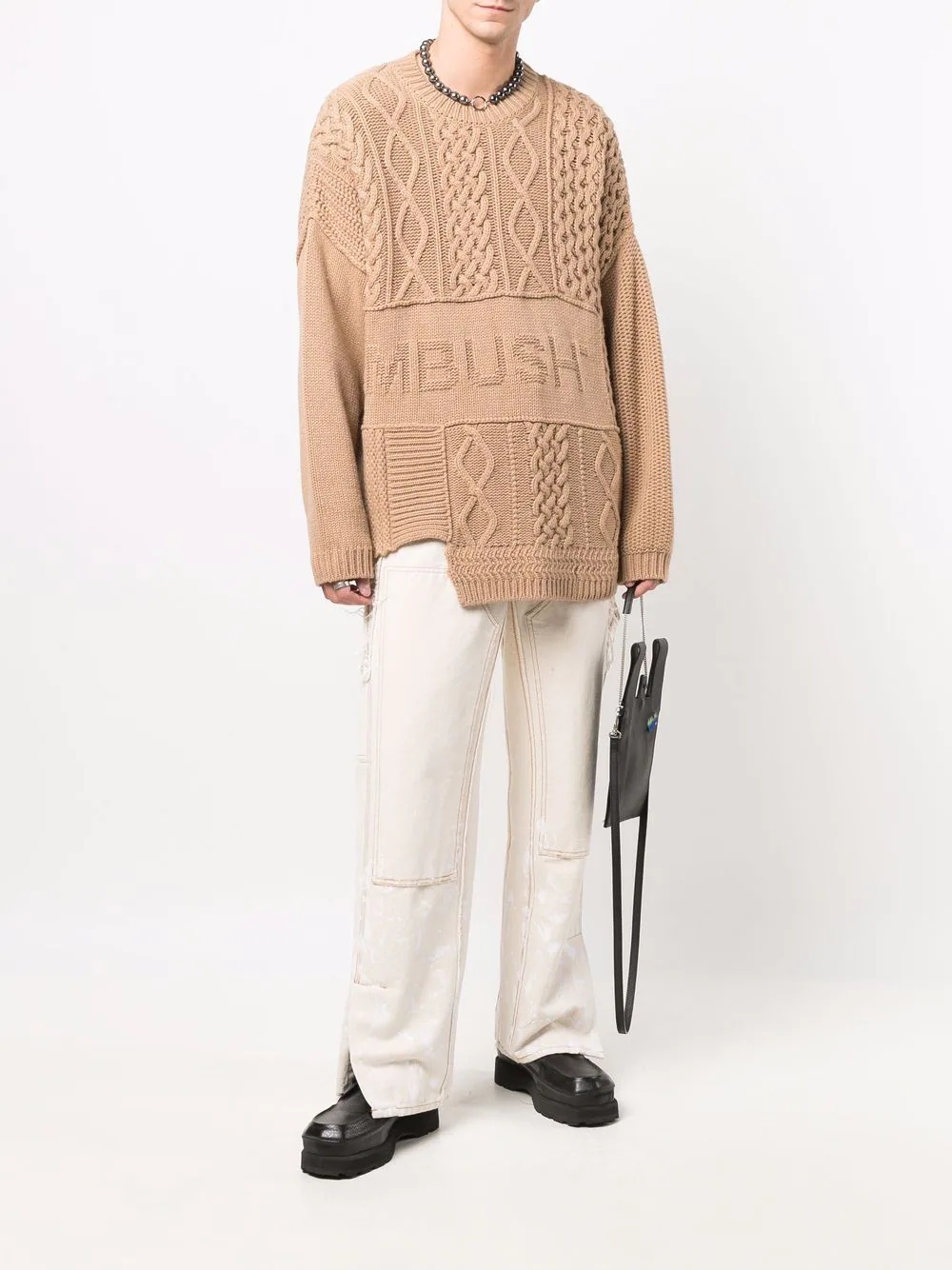 patchwork cable-knit jumper - 3
