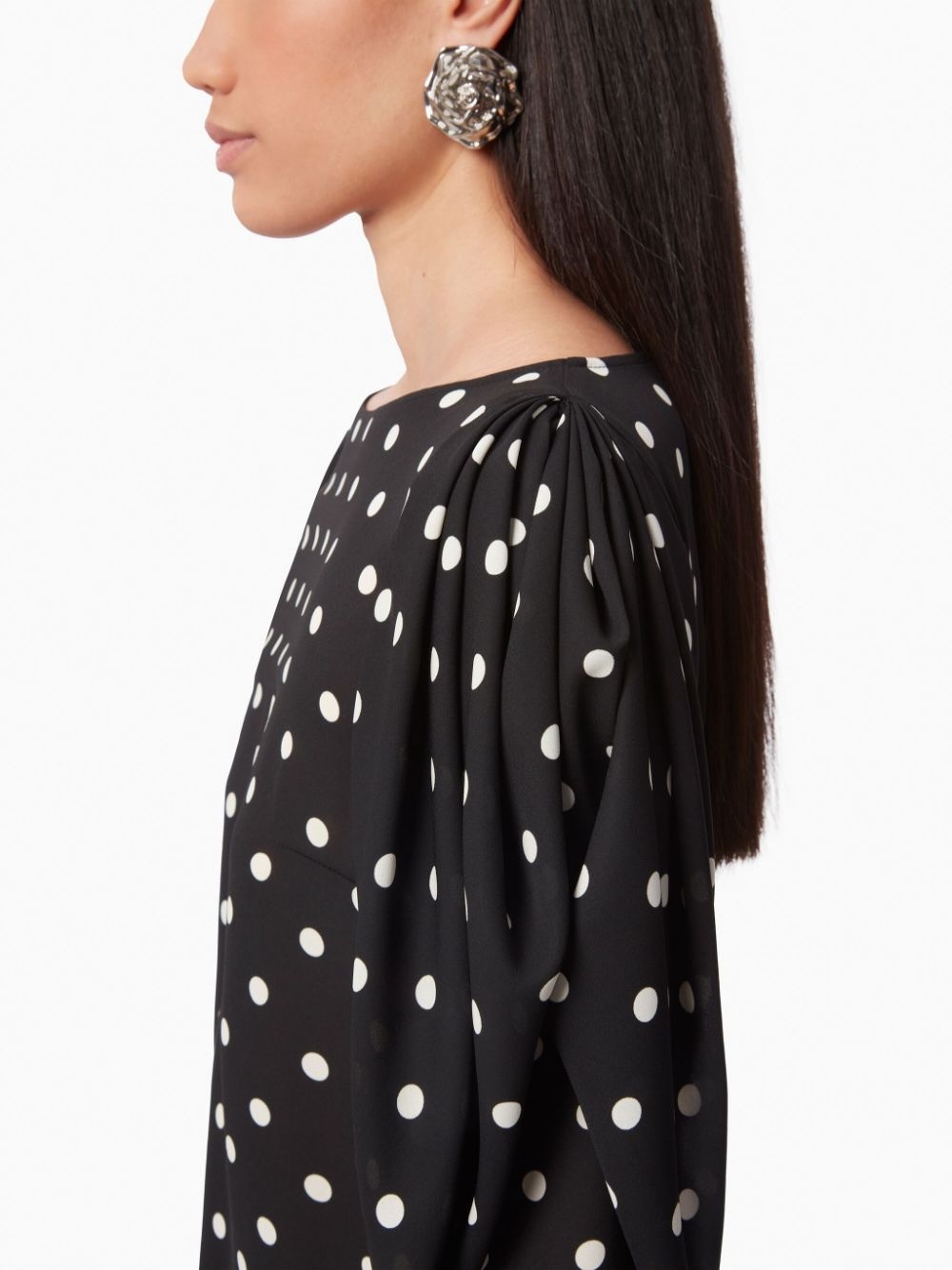 polka-dot puff-sleeves blouse - 5