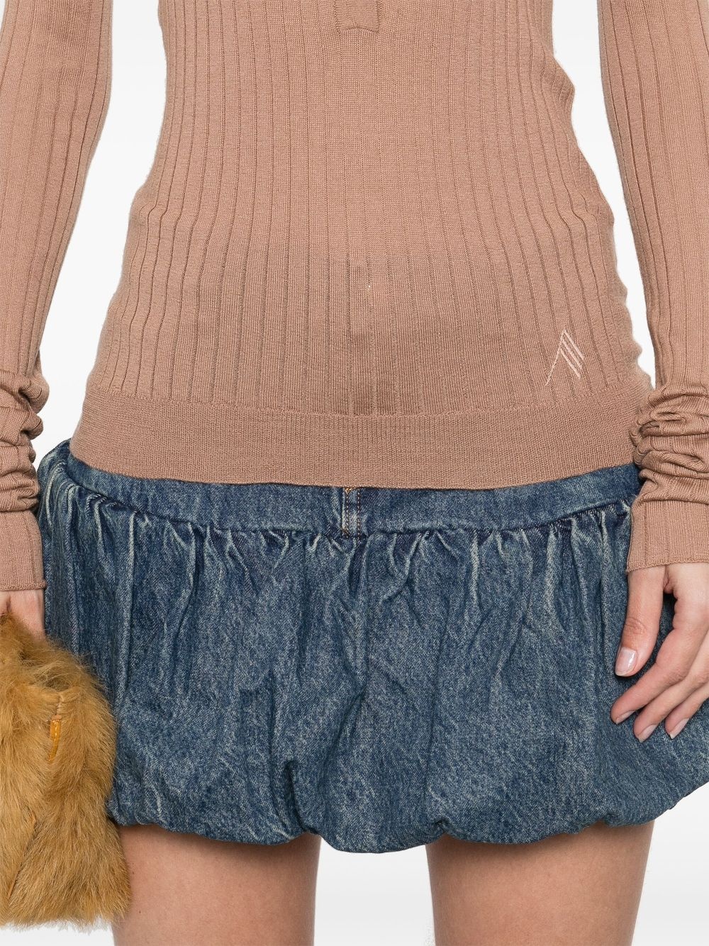 chunky-ribbed polo top - 5