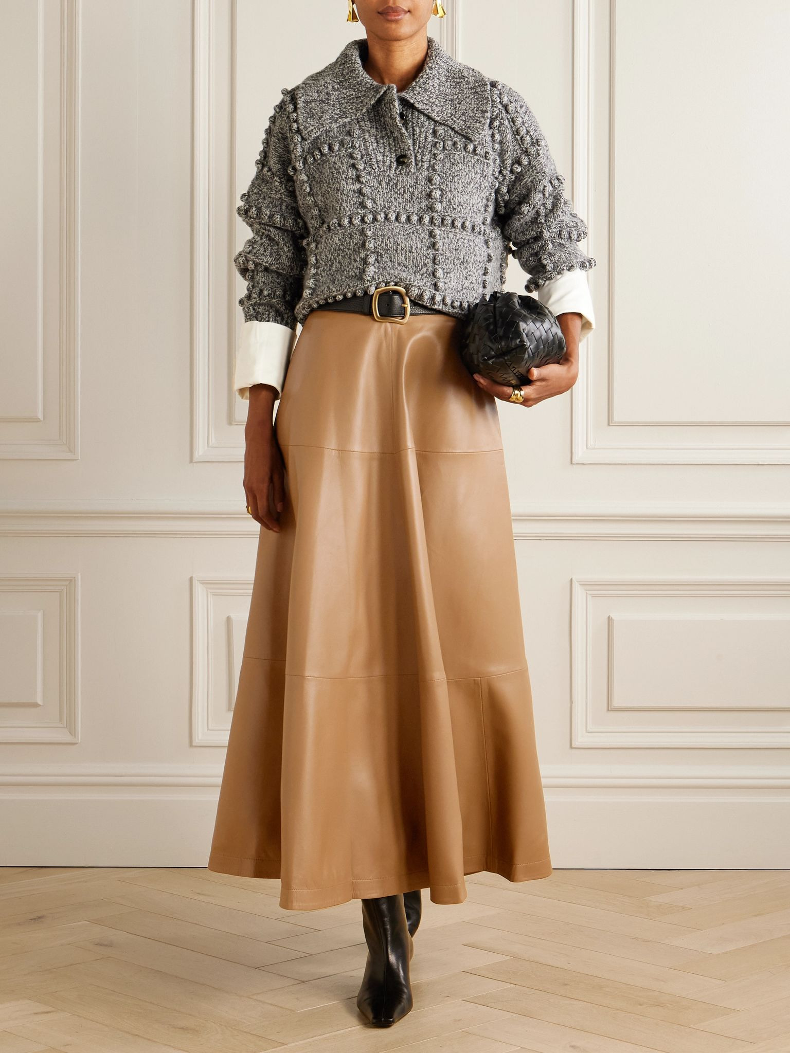 Varda leather maxi skirt Tan - 2