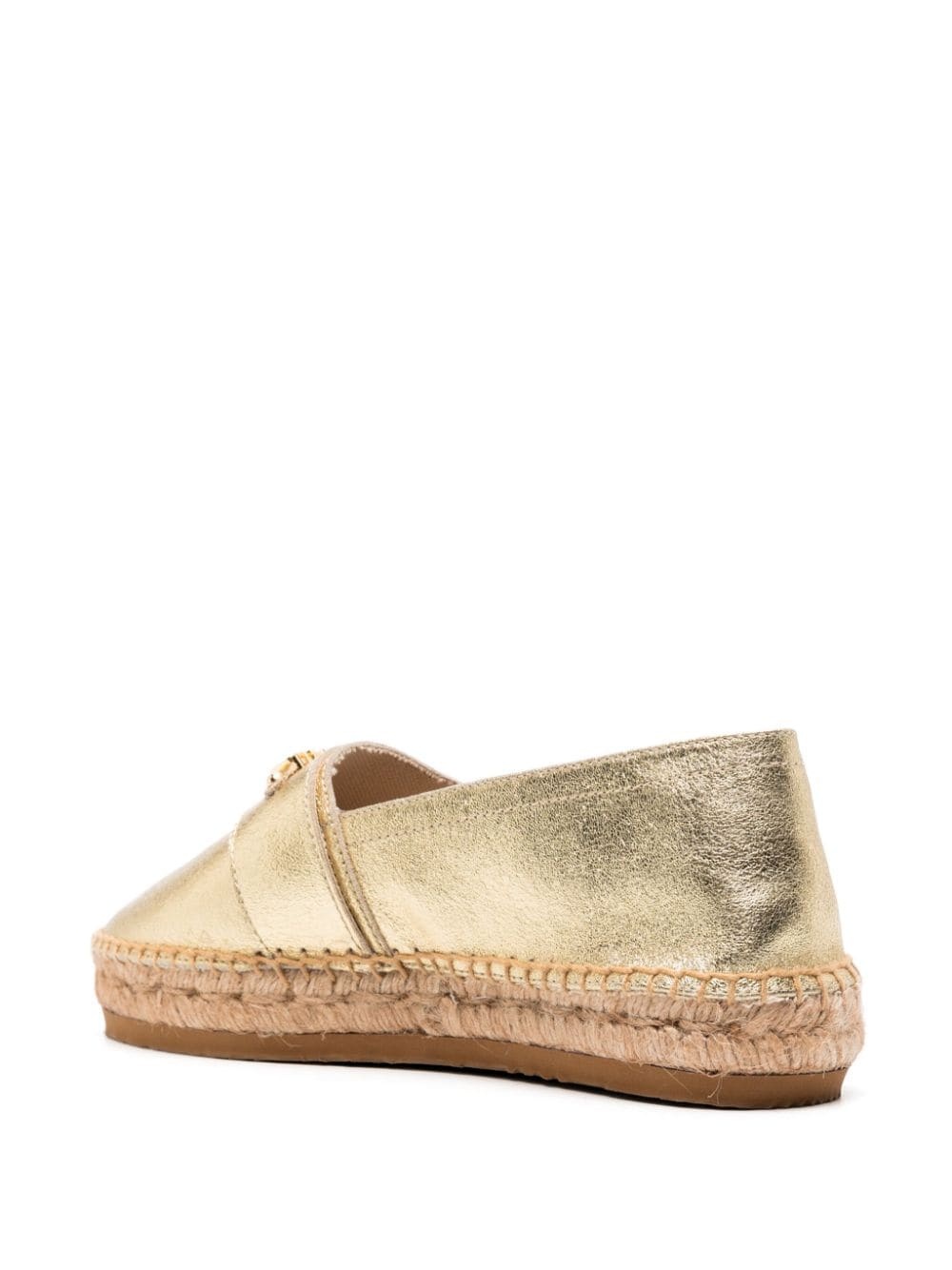 logo-lettering metallic leather espadrilles - 3