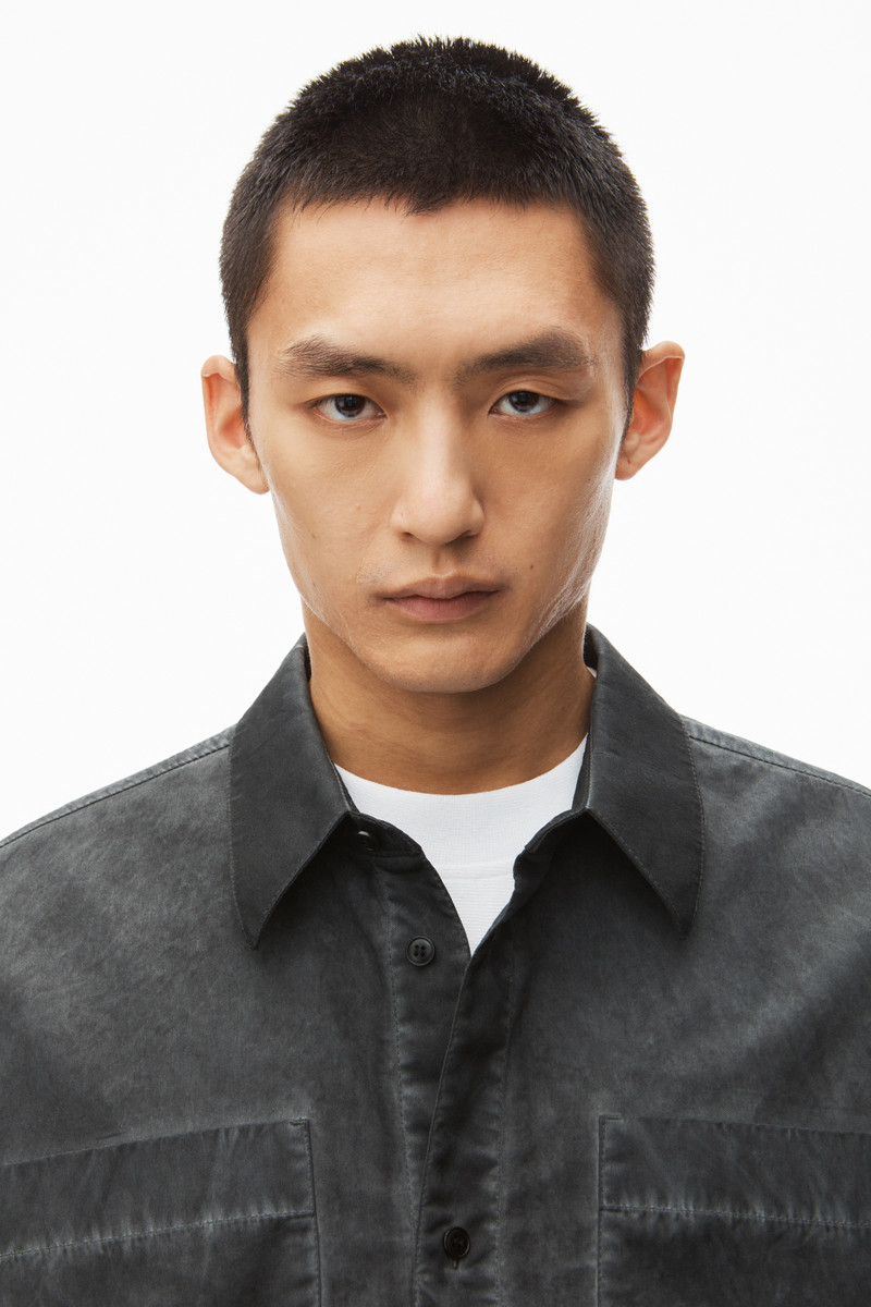 oversized buttondown shirt with patch pockets in cotton 4