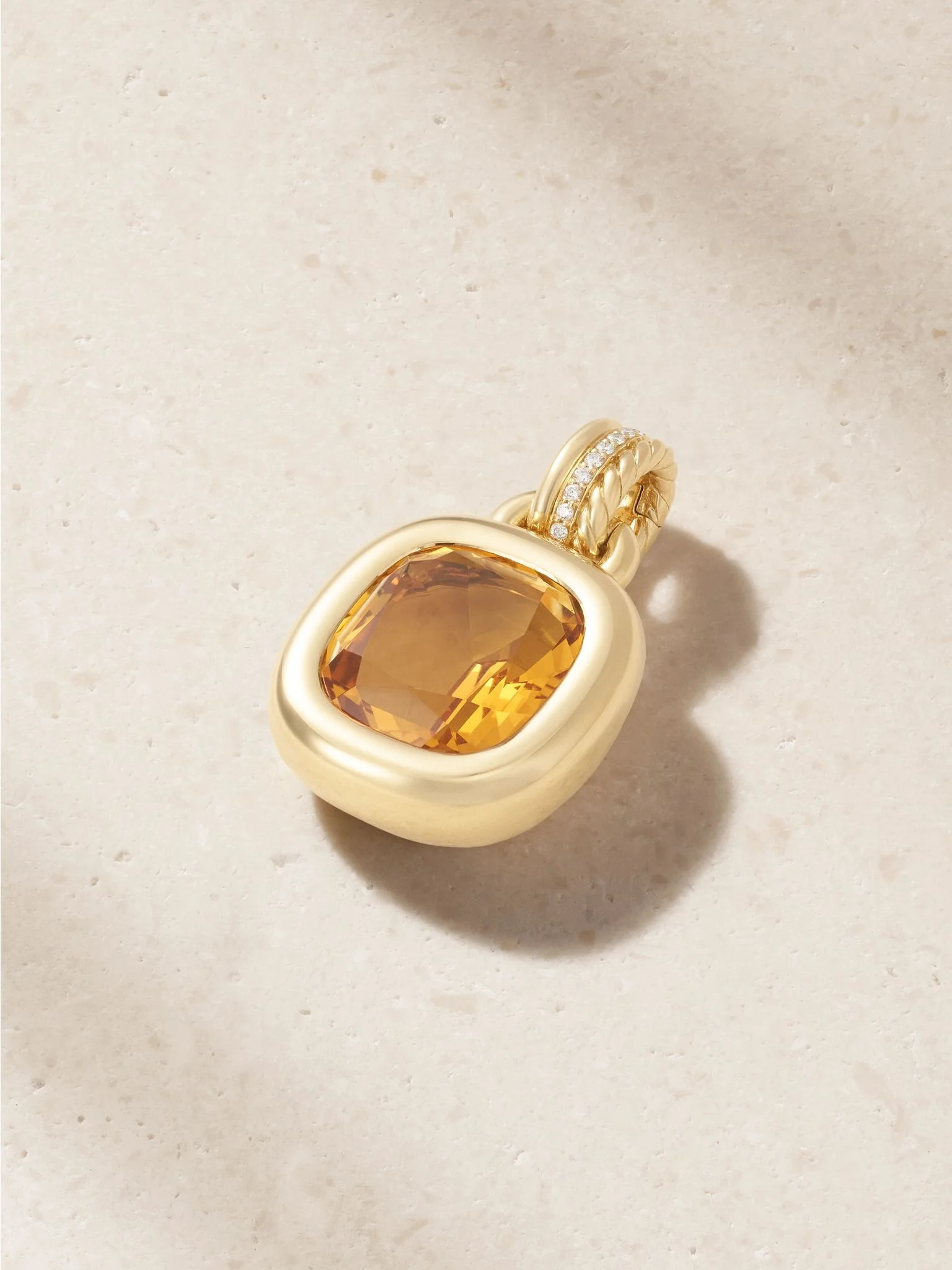 DY Mercer® 18-karat gold, citrine and diamond pendant Gold - 1