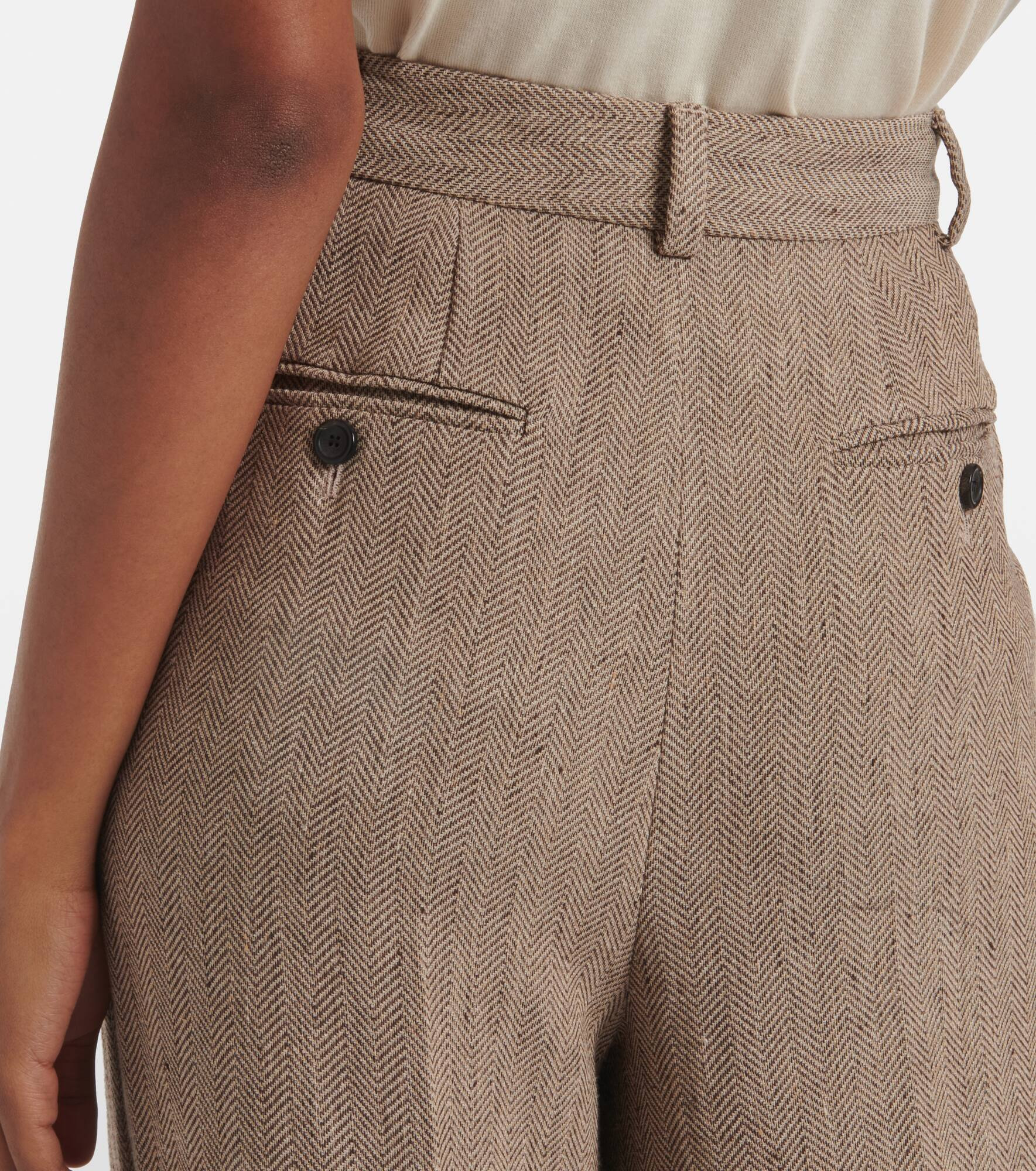 Nyack chevron linen crêpe wide-leg pants - 6