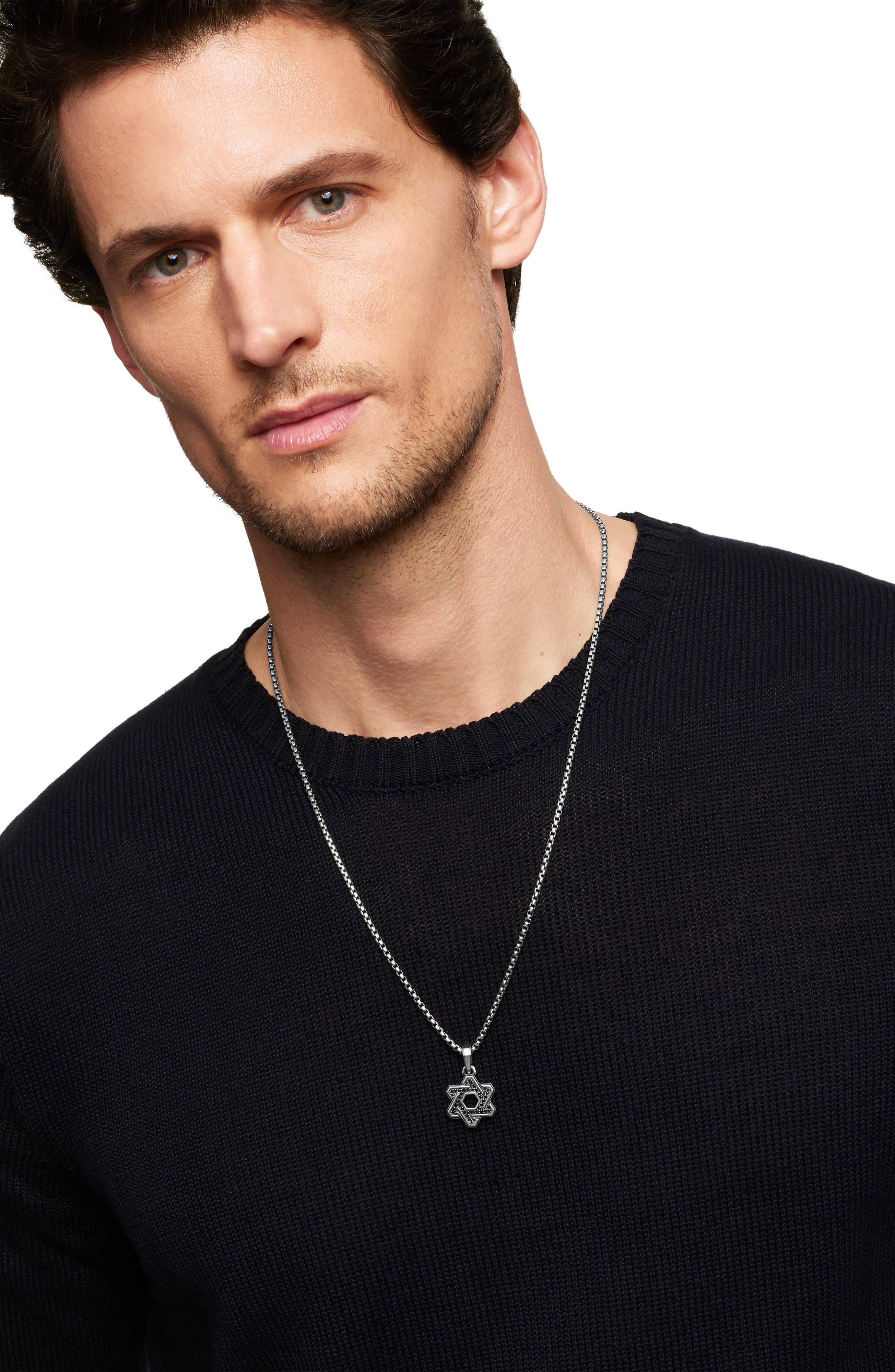 David Yurman Deco Star of David Pendant with Pavé Black Diamonds in Silver/Black Diamond at Nordstro - 3
