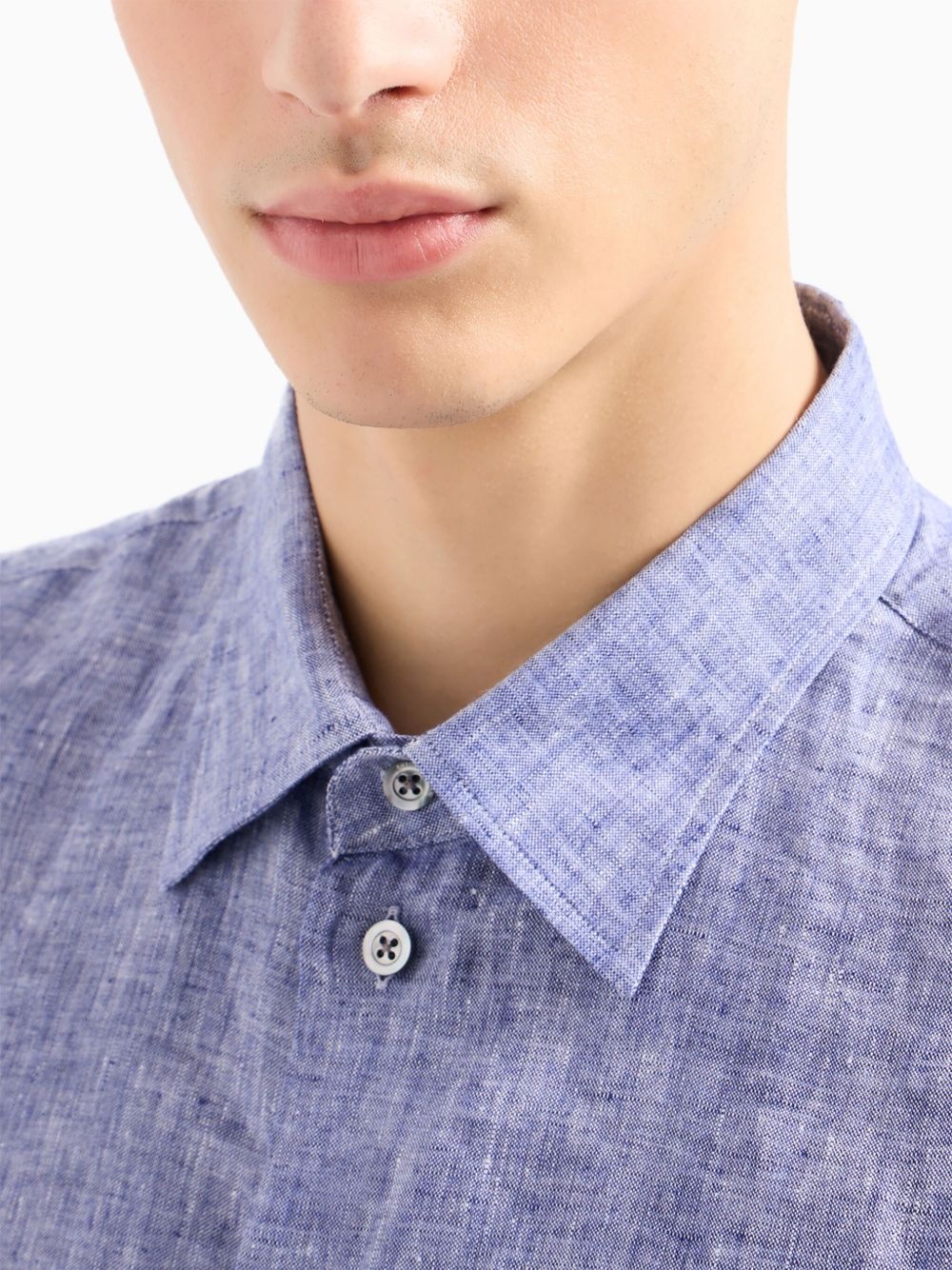 textured-weave linen shirt - 4