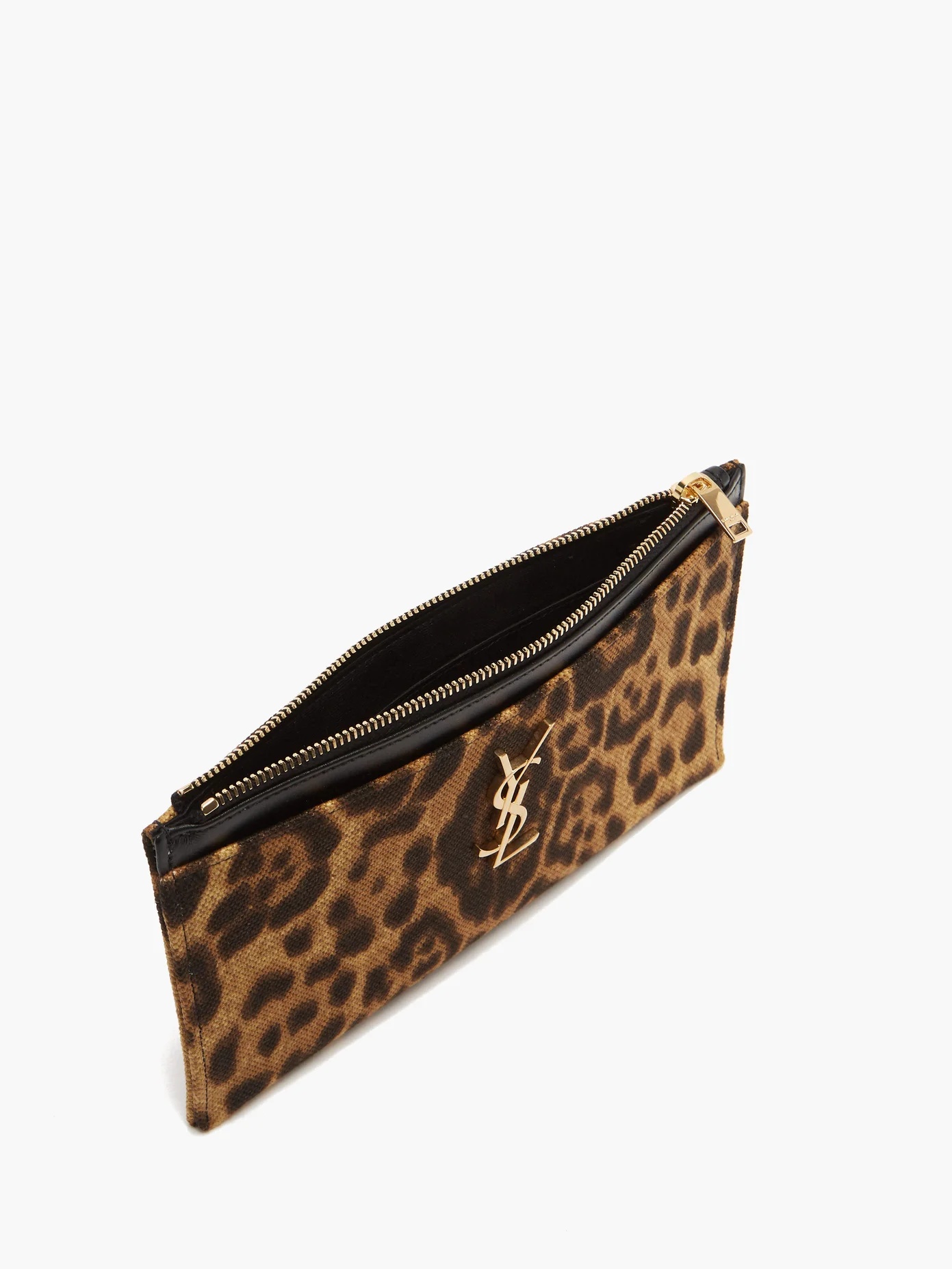 YSL-plaque leopard-print canvas pouch - 4