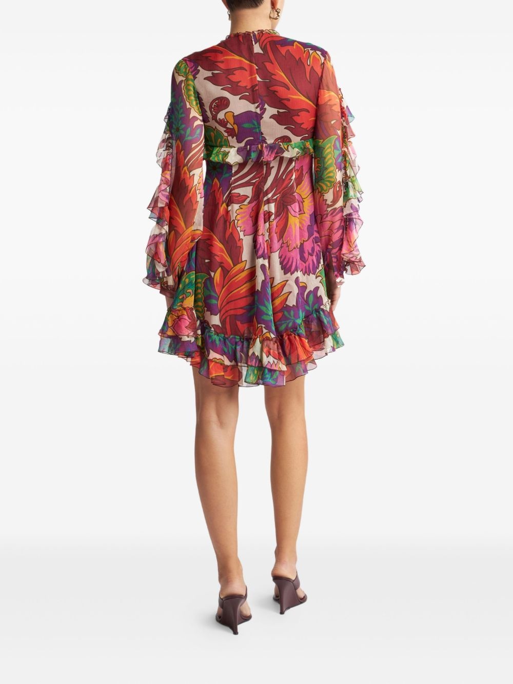 floral-print mini dress - 3