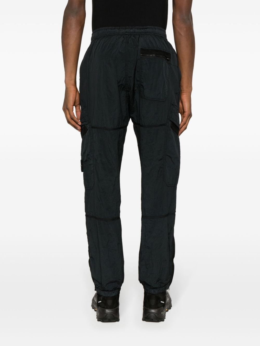 Compass-badge crinkled track pants - 4