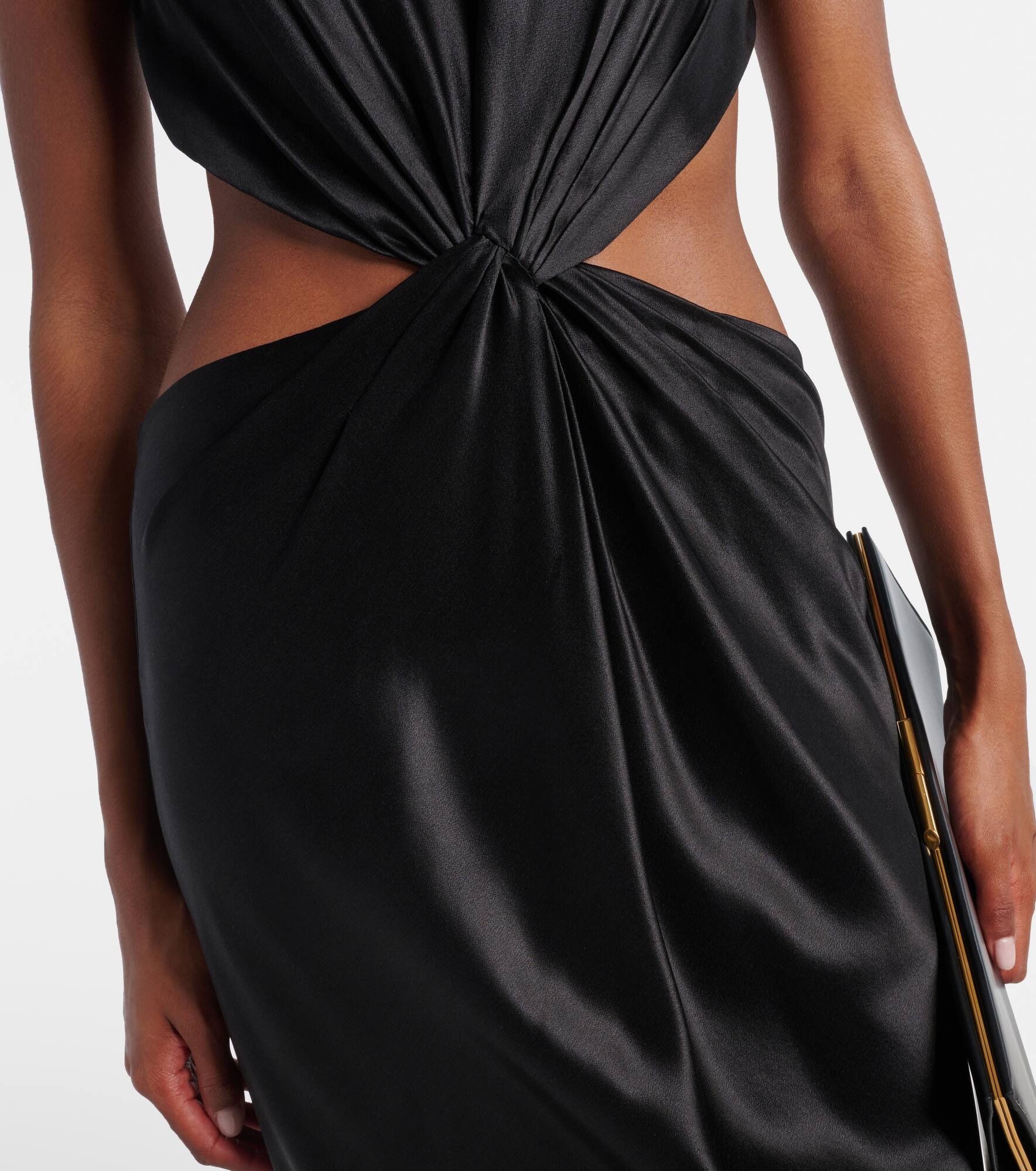 Cutout gathered silk gown - 5