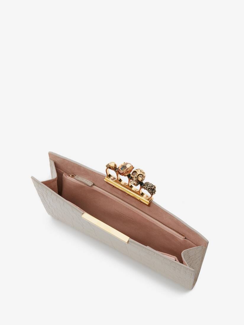 Jewelled Flat Pouch in Ivory - 4