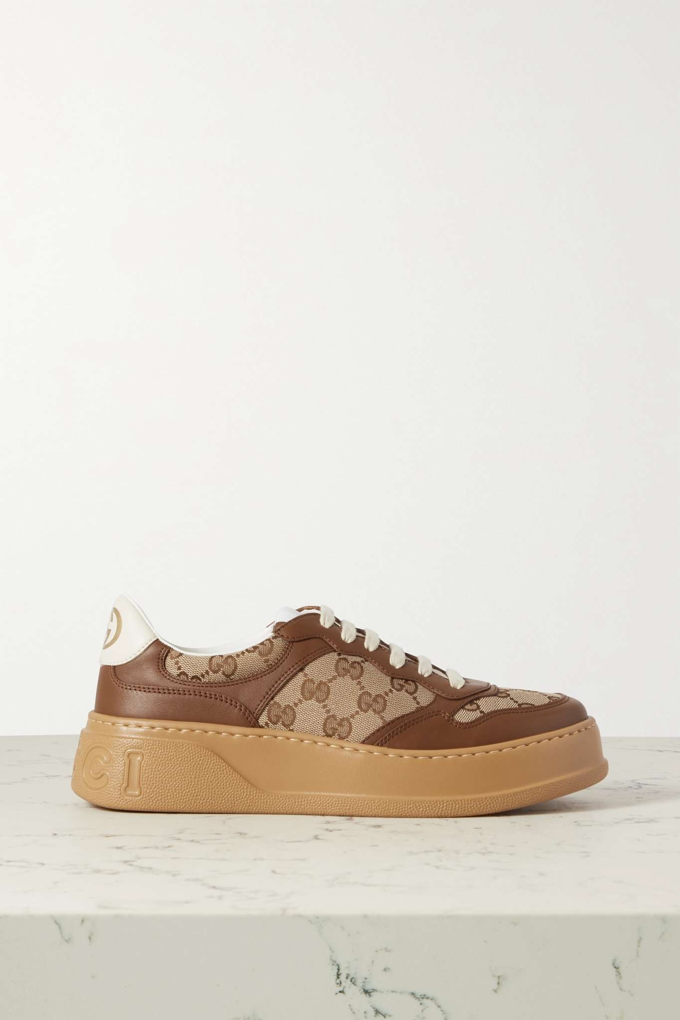 GG leather and canvas sneakers - 1