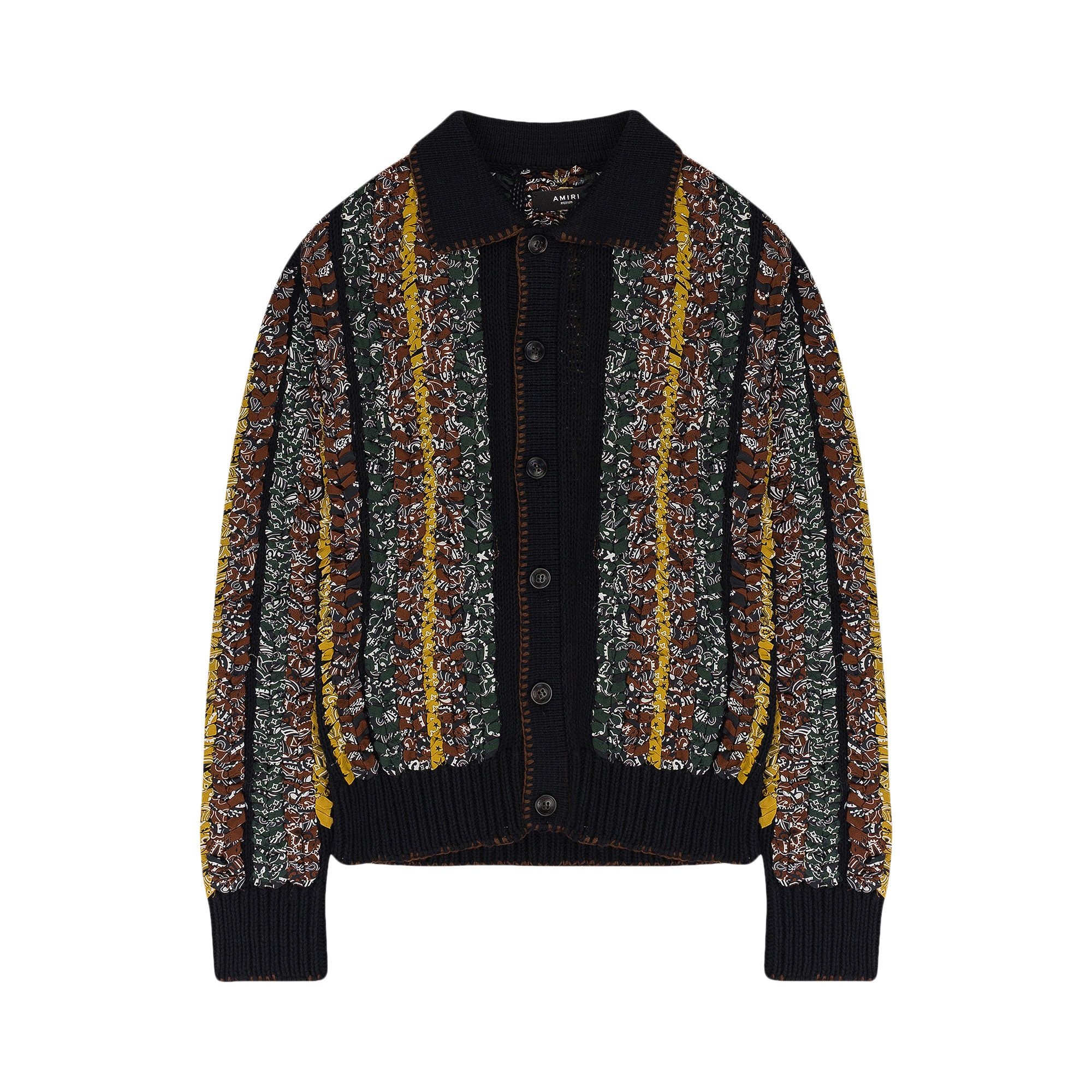 Amiri Braided Bandana Button-Up Shirt 'Black' - 1