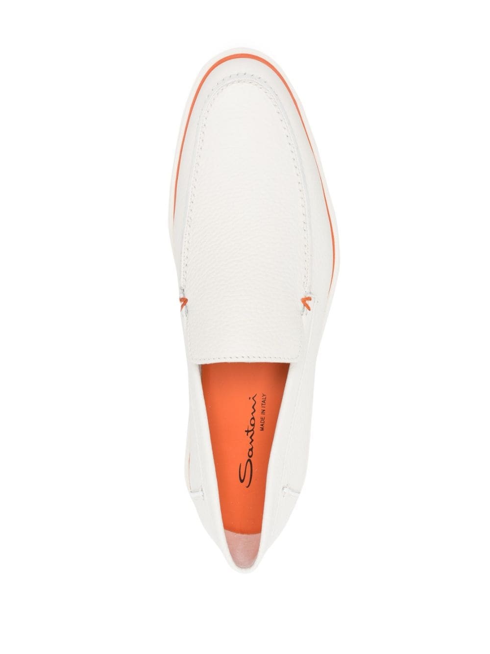 contrast-stitch leather loafers - 4