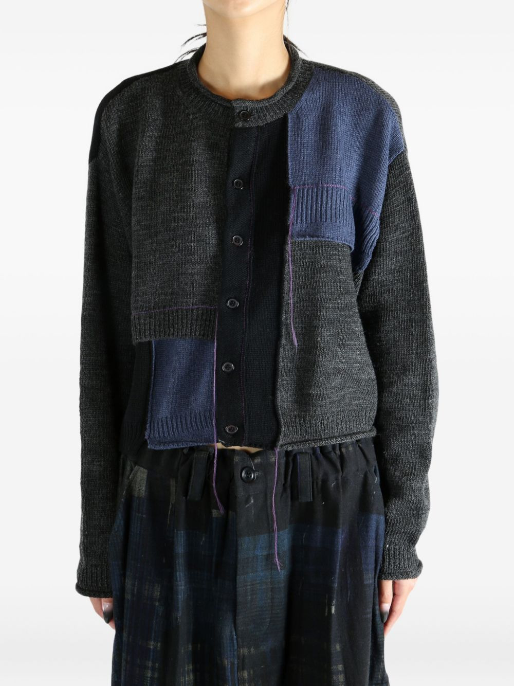 patchwork wool cardigan - 3