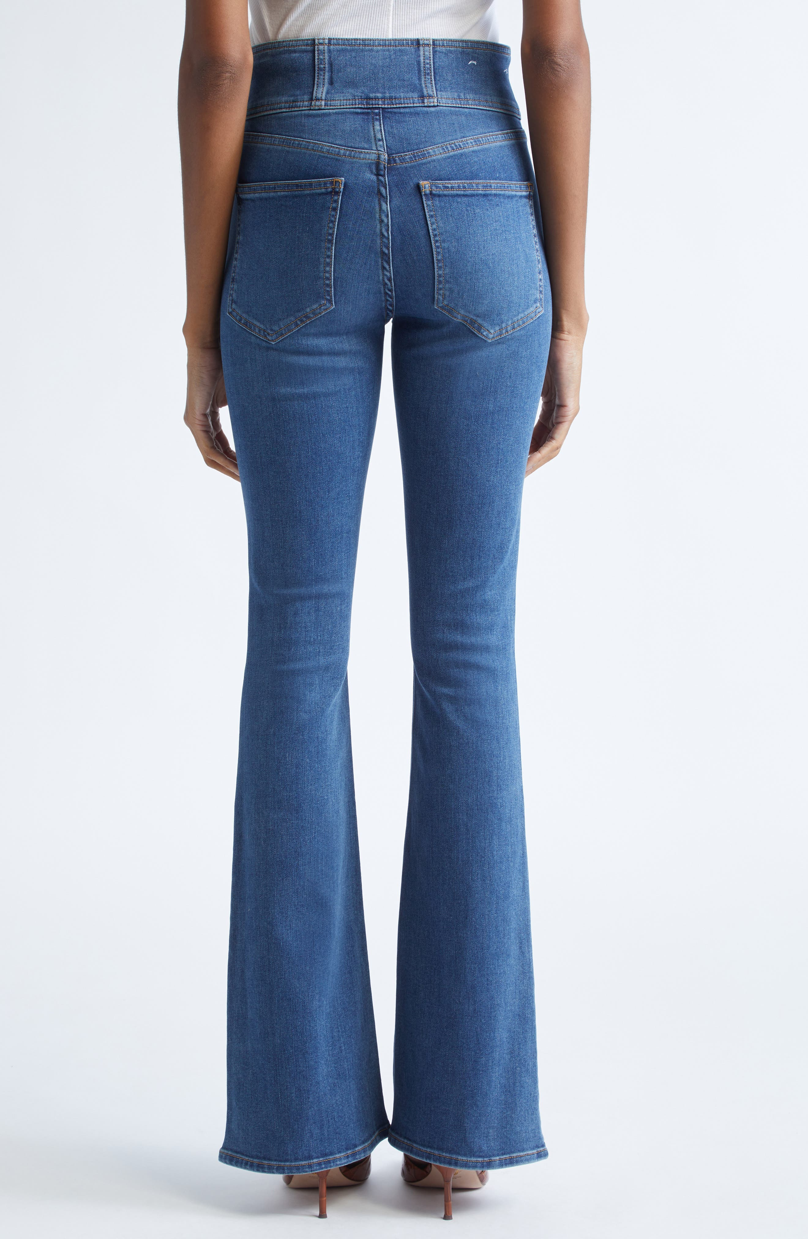 Veronica Beard Beverly High Waist Skinny Flare Jeans in Vintage Rain at Nordstrom - 3