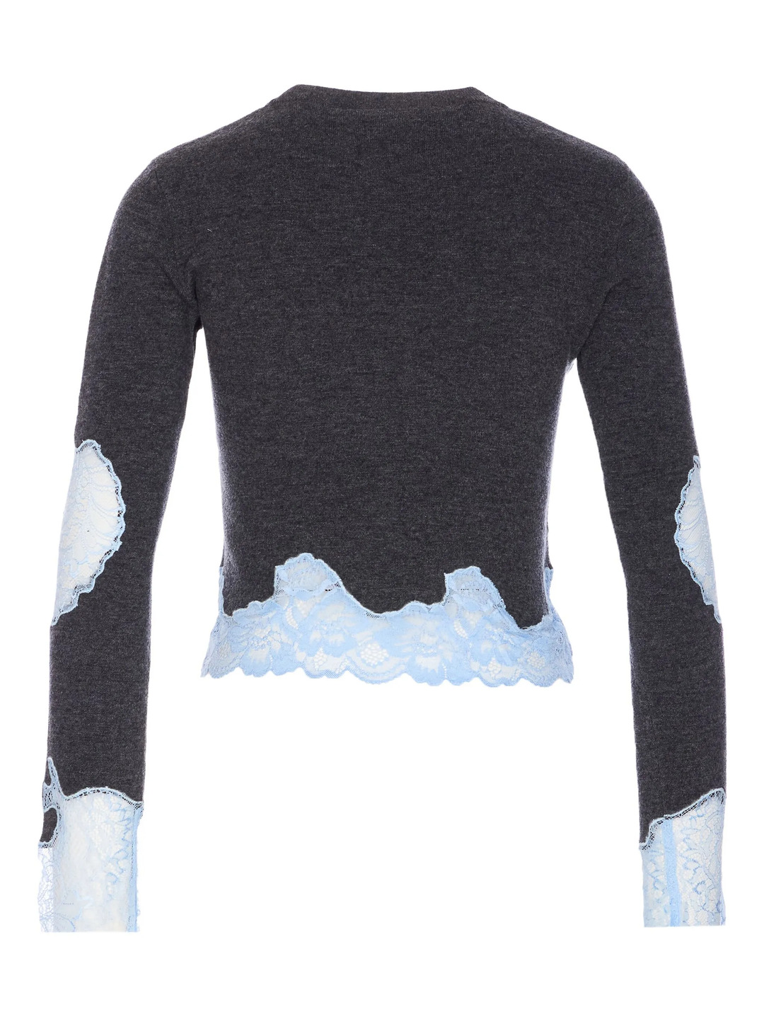 Grey Contrast Lace Jumper - 2