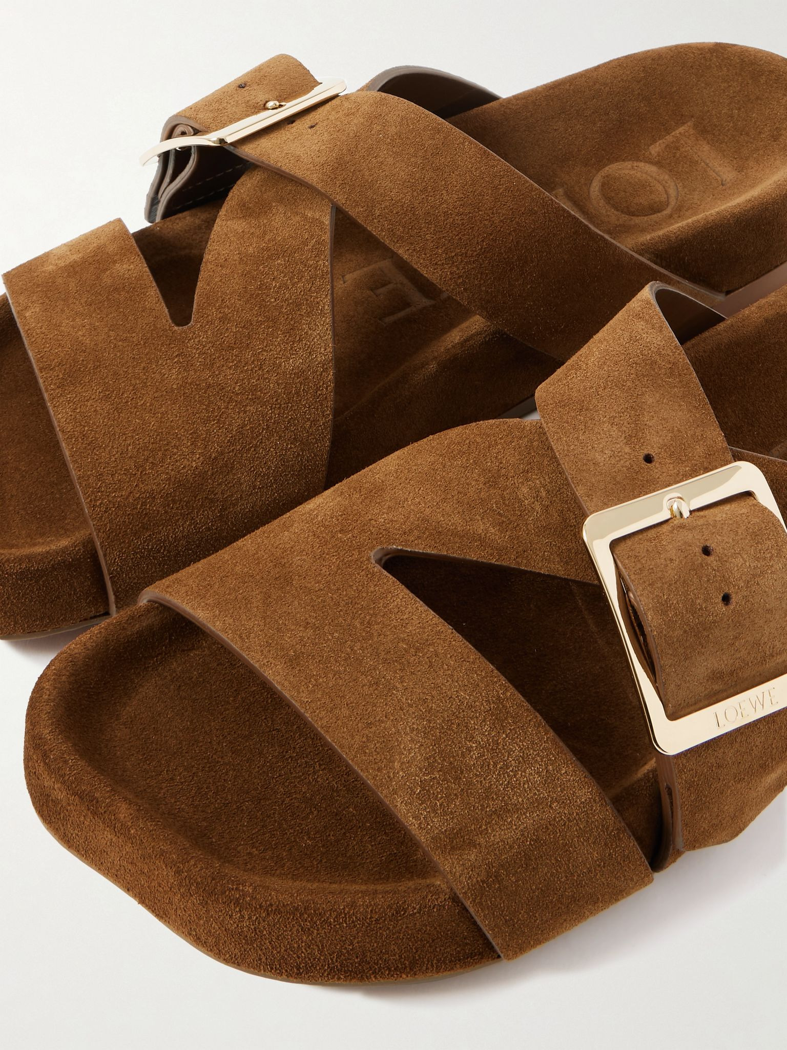 Ease buckled suede slides Brown - 4