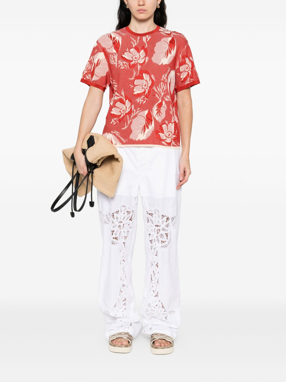 floral-pattern short-sleeved T-shirt - 2