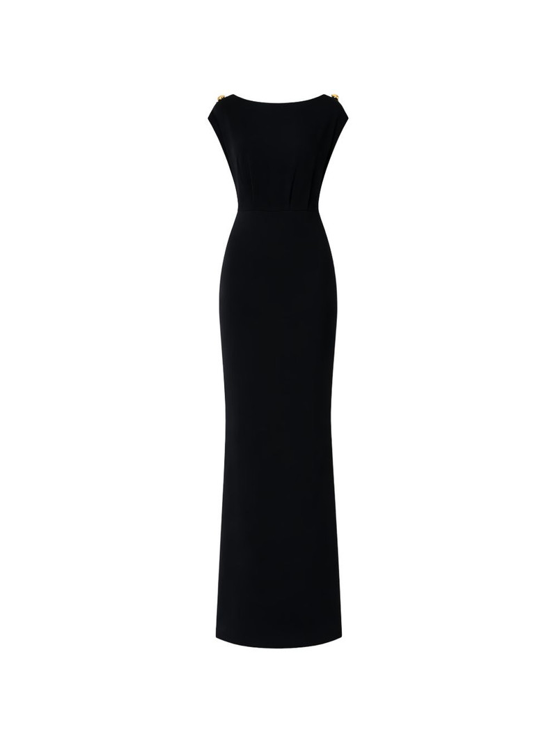 shoulder-button back-slit maxi dress 1
