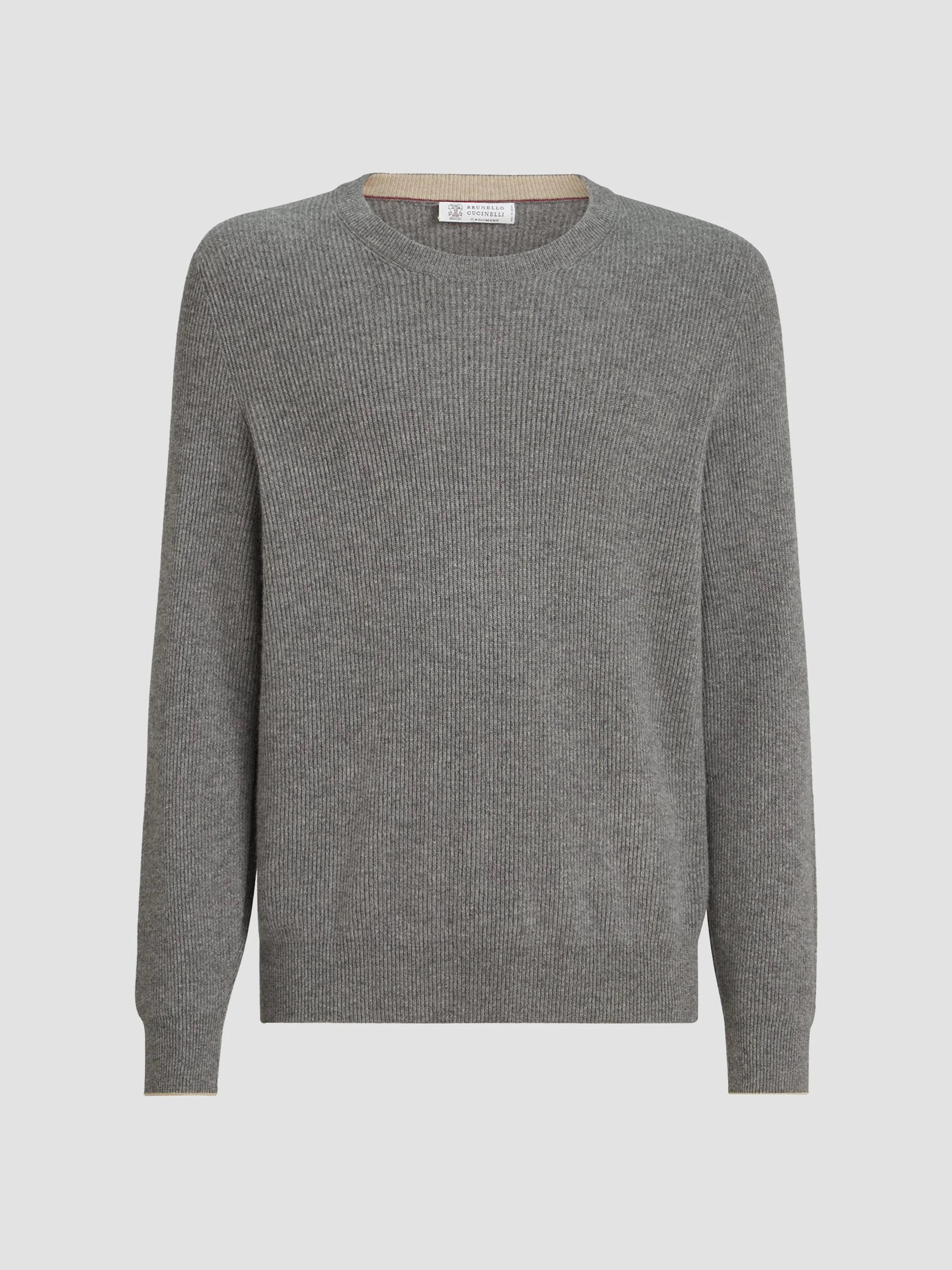 Men's Cashmere English Rib Sweater - Dark Grey - 1