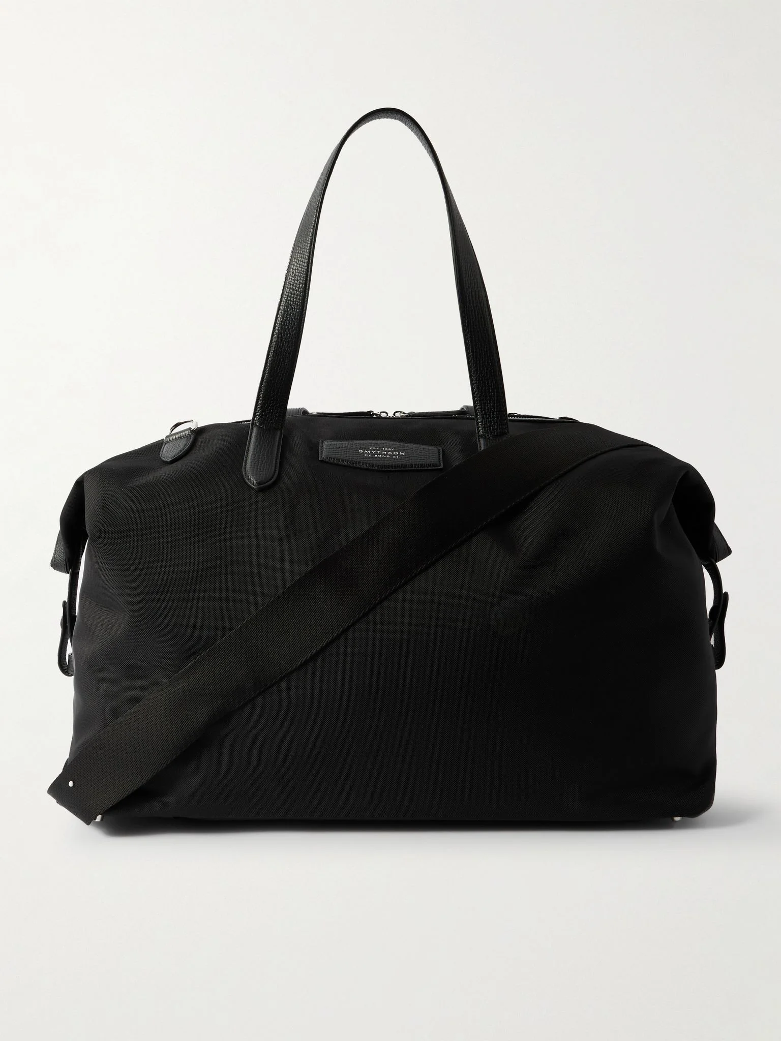 Norton Leather-Trimmed Canvas Weekend Bag Black - 1