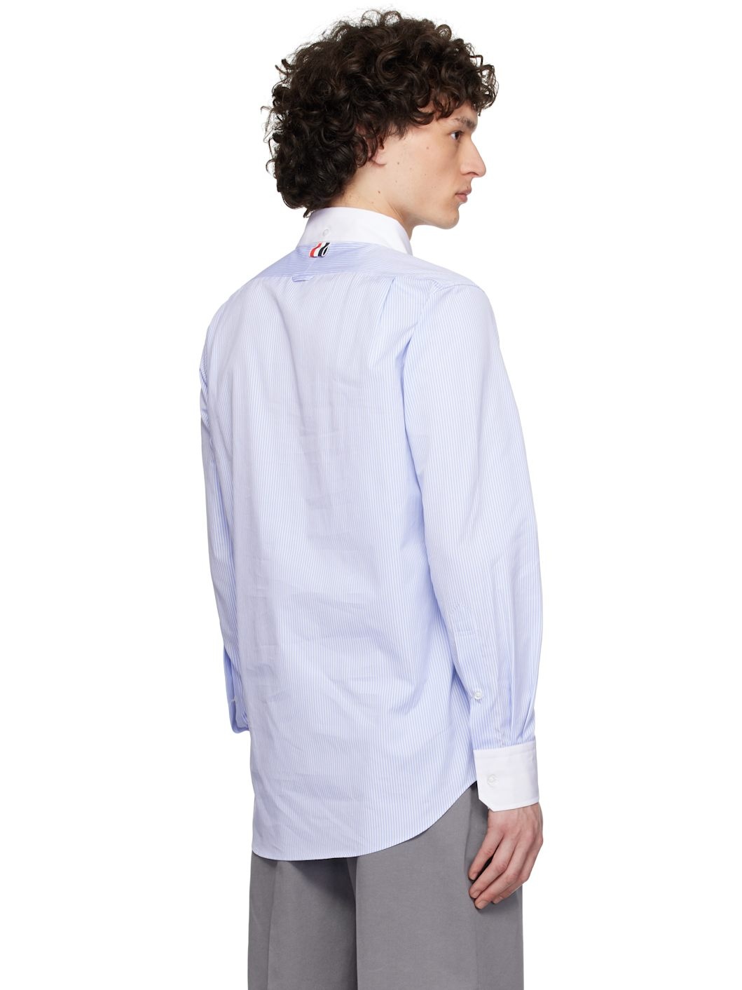 Blue & White Straight Fit L/S BD Shirt - 3