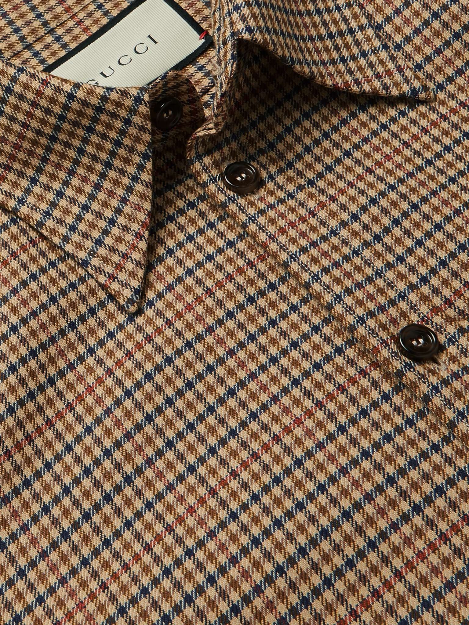 Micro-Checked Wool and Cotton-Blend Shirt - 6