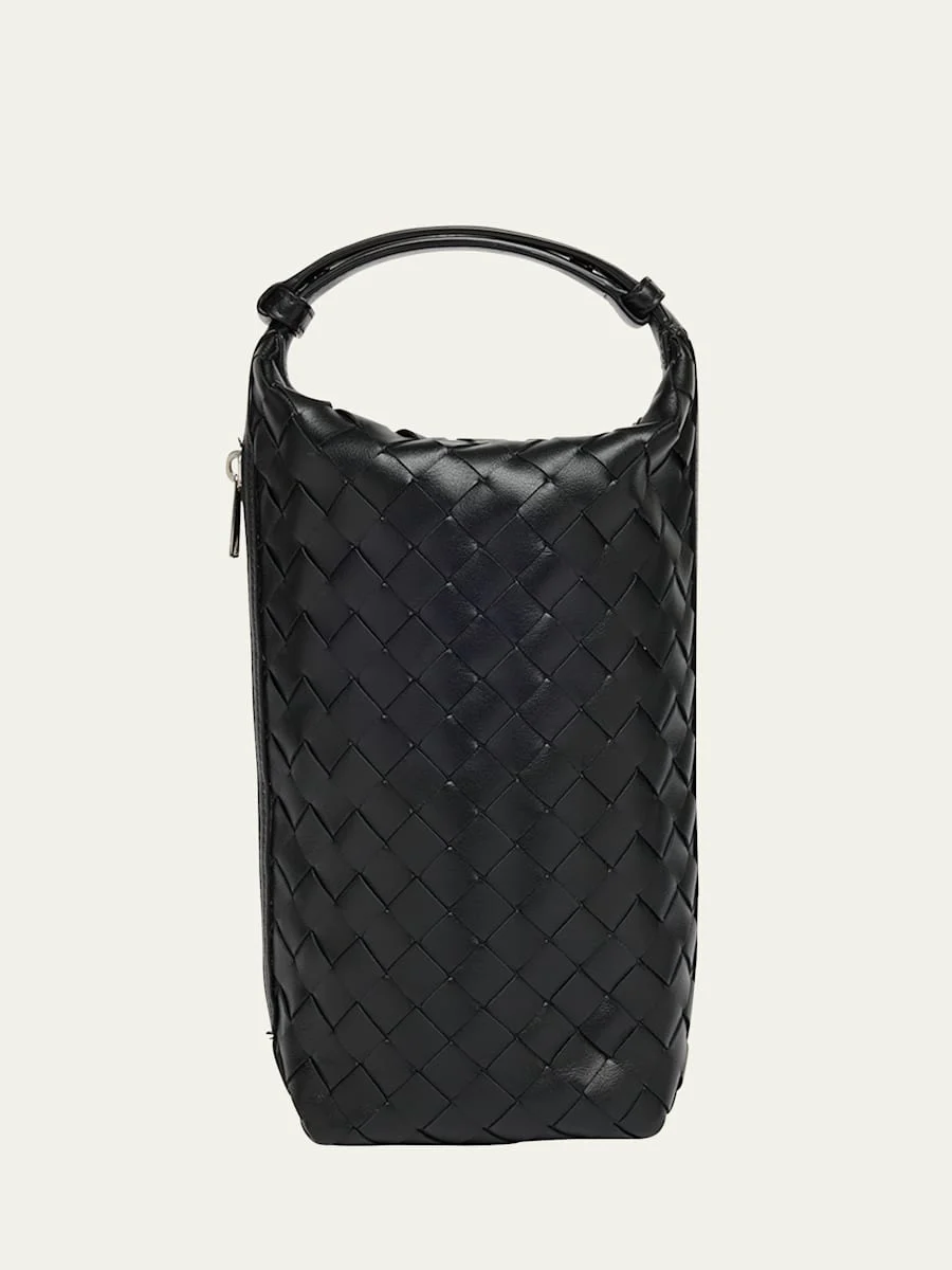 Men's Avenue Intrecciato 15 Leather Zip Pouch - 1