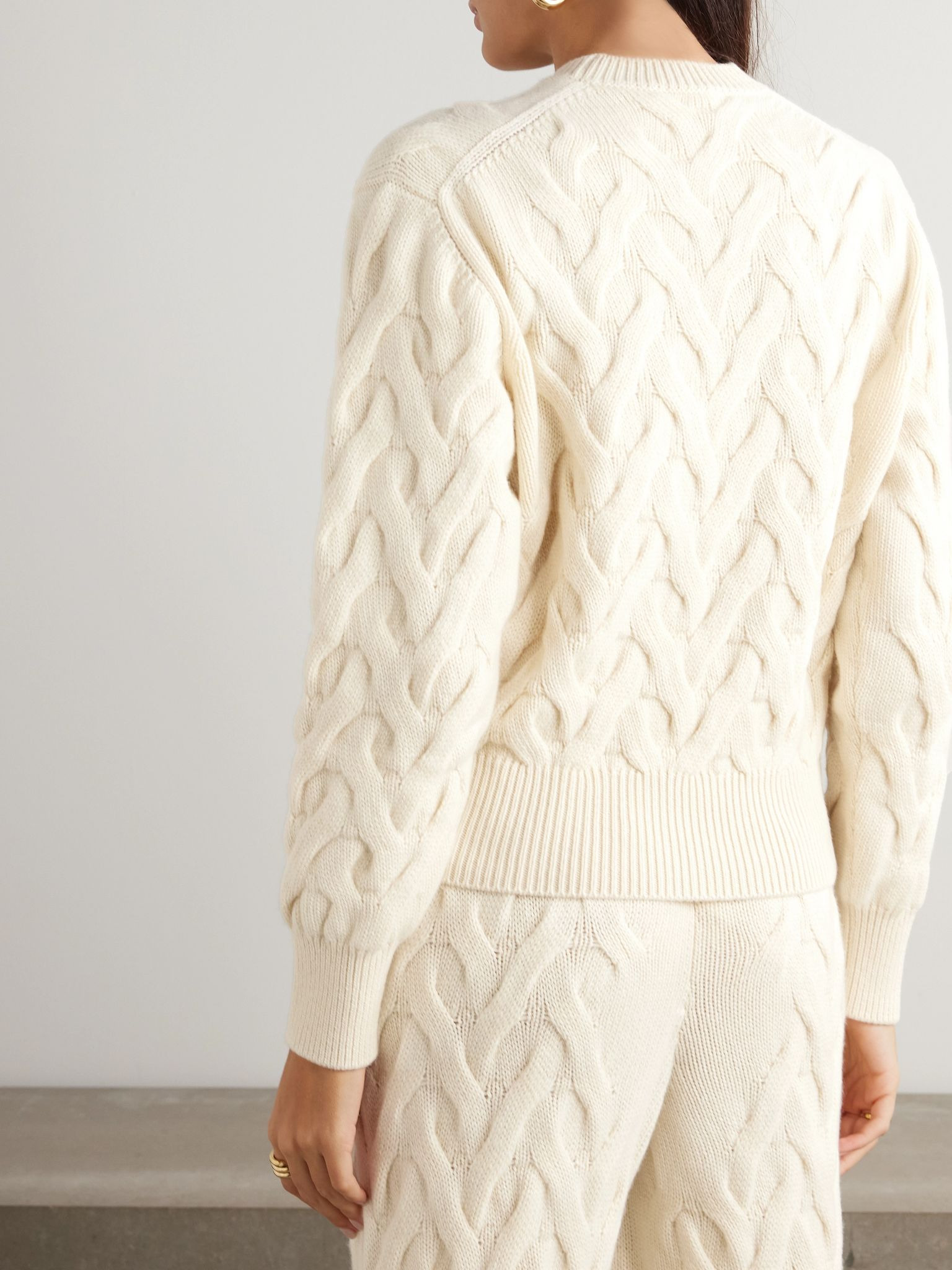 Cable-knit cashmere sweater Cream - 4