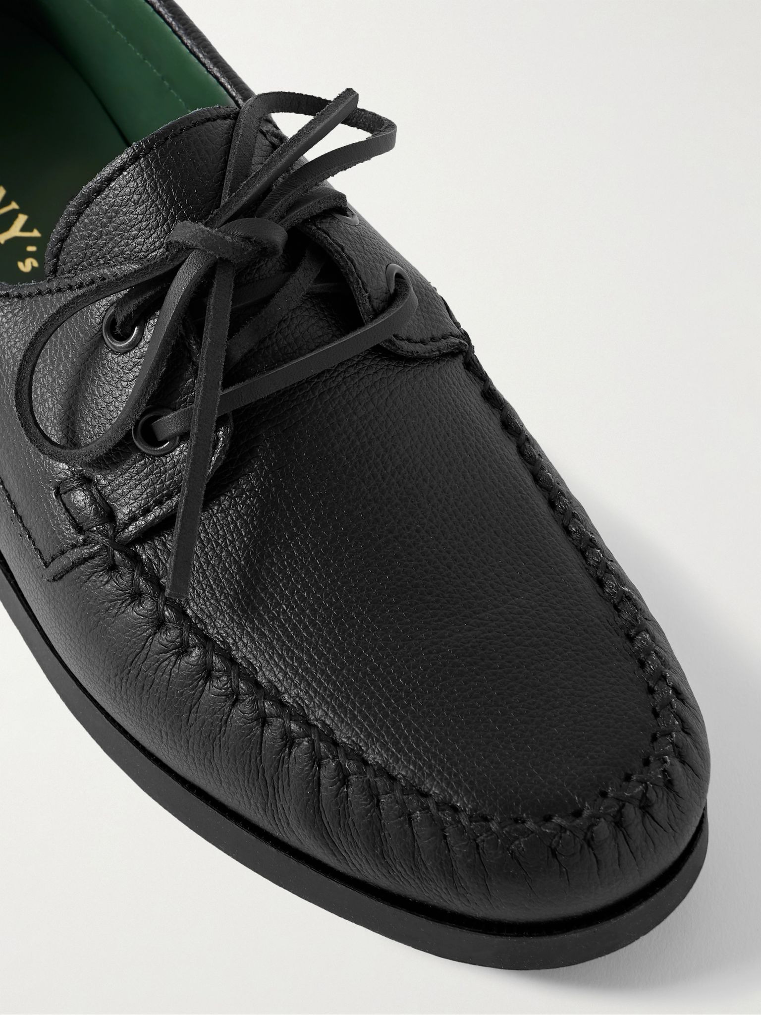 Boatman Full-Grain Leather Boat Shoes Black - 5