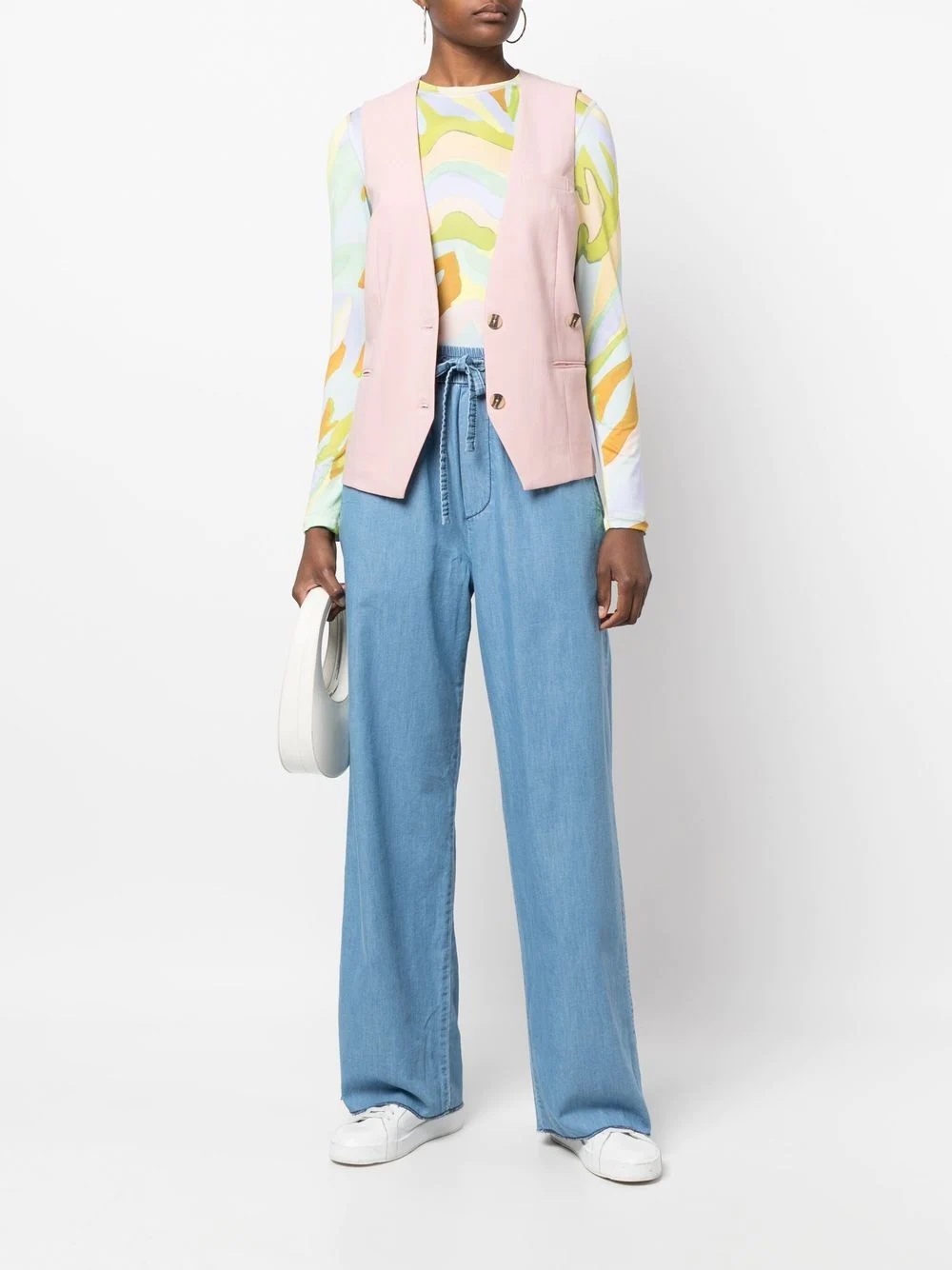 drawstring-fastening wide-leg jeans - 2