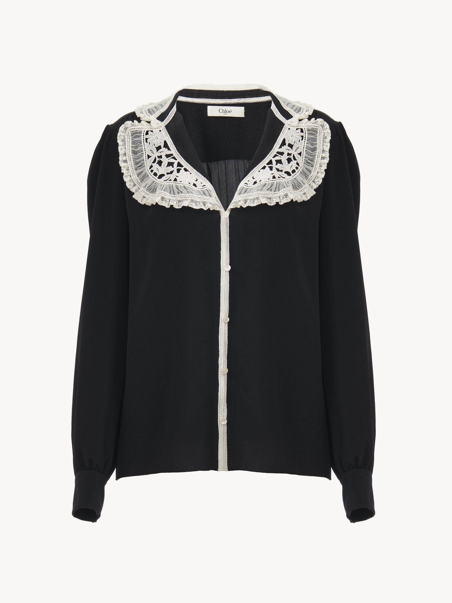 RUFFLED BLOUSE IN CRÊPE DE CHINE & LACE - 2
