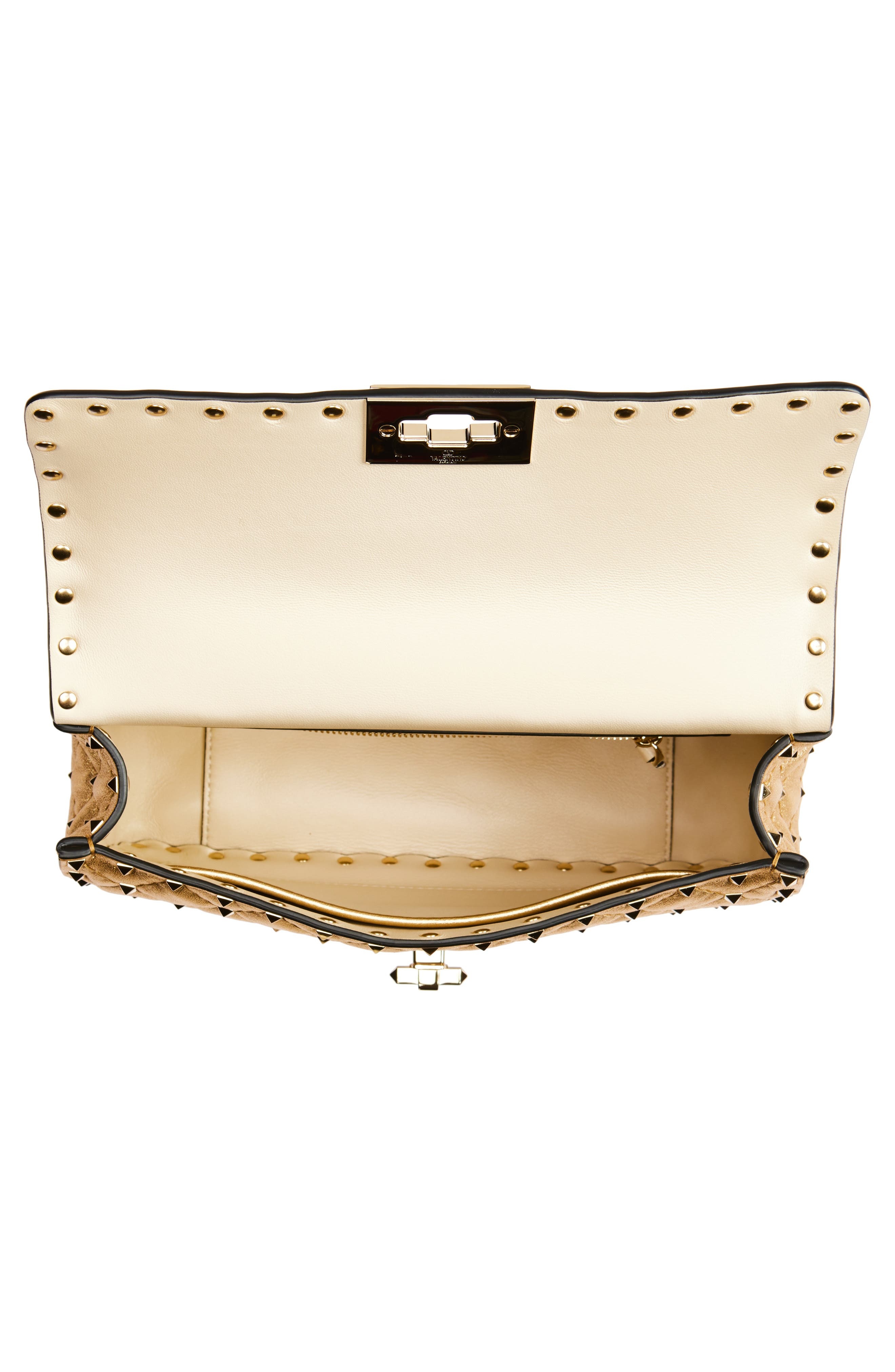 Valentino Garavani Medium Rockstud Spike Quilted Metallic Leather Shoulder Bag in Metallic Mekong at - 5
