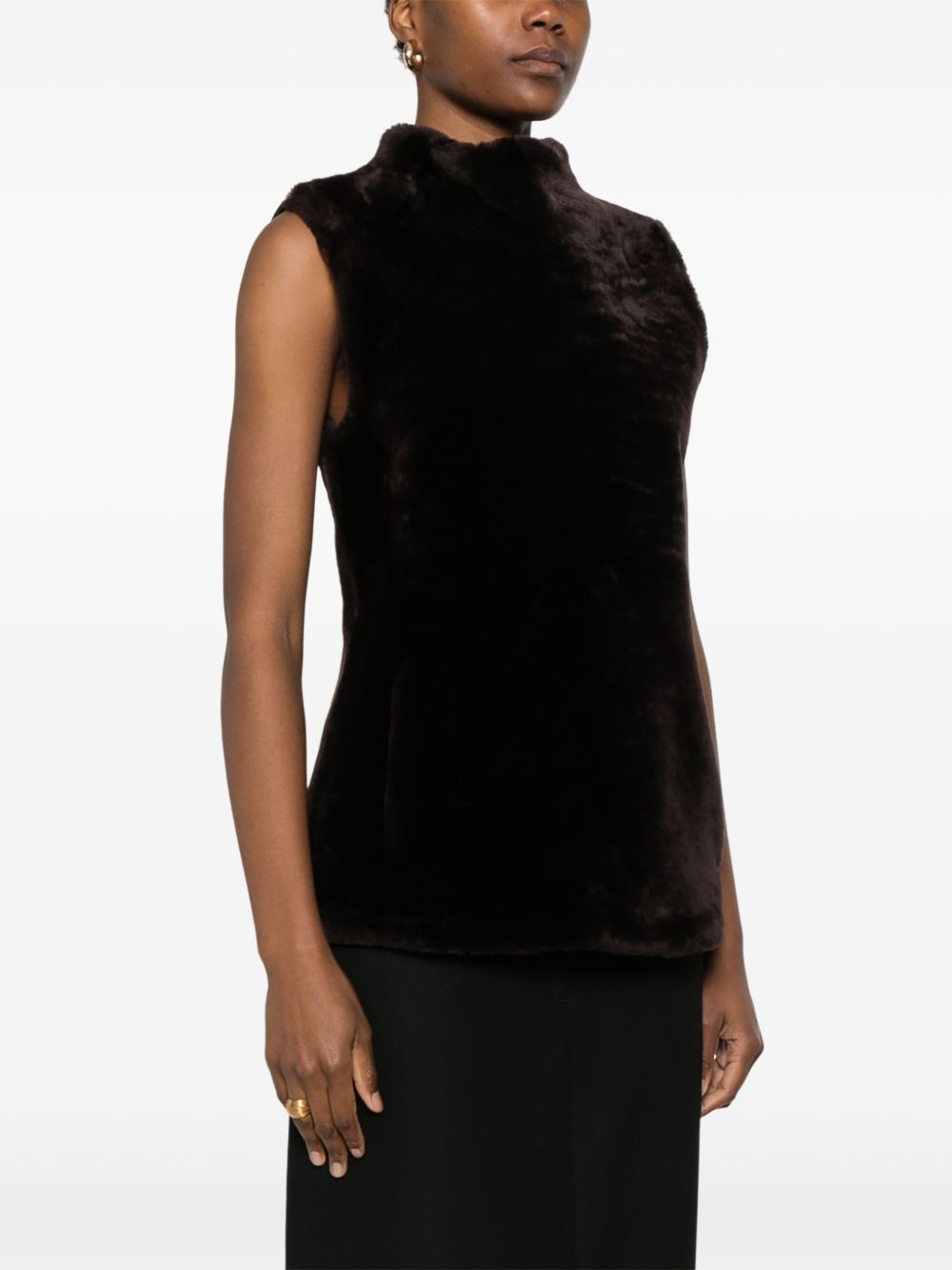 shearling-panel top - 3