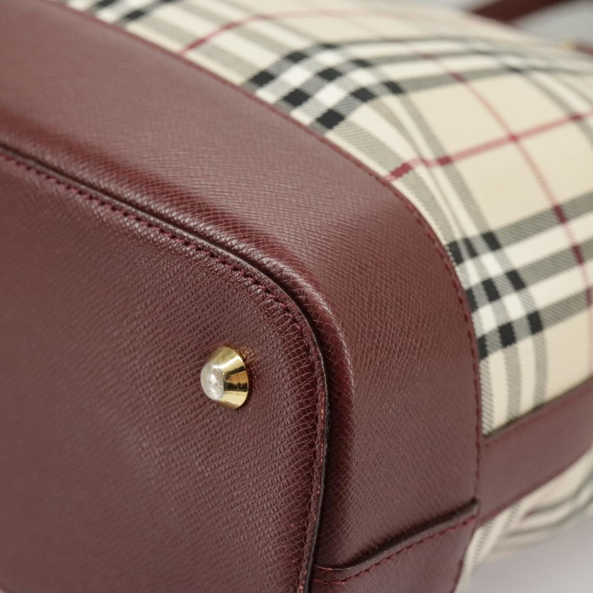 Burberry Nova Check Tote Bag Canvas Beige Red - 13
