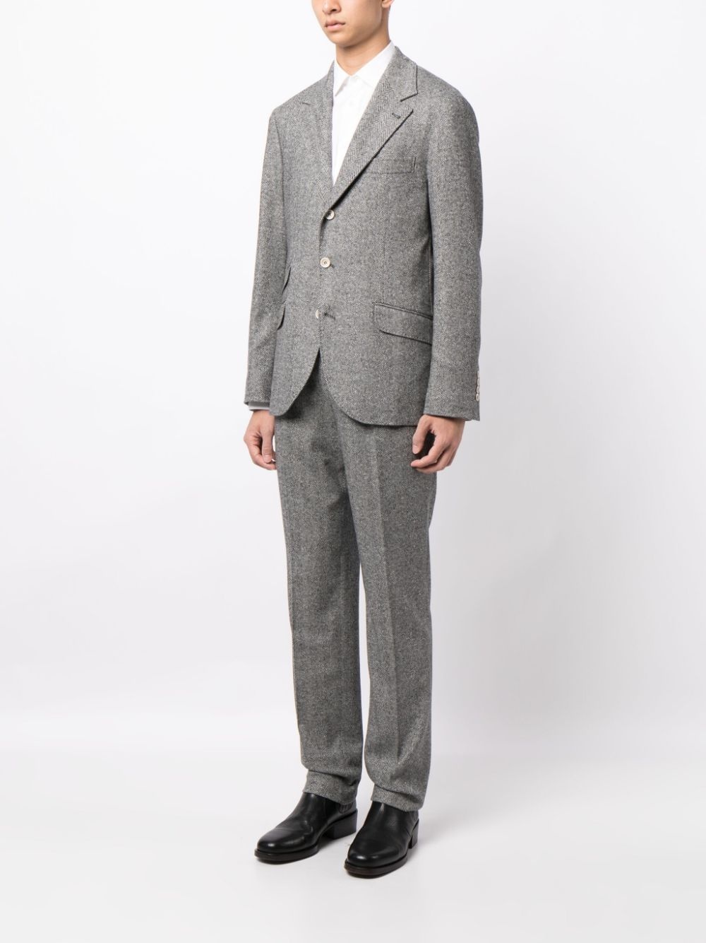 wool-blend herringbone two-piece suit - 3