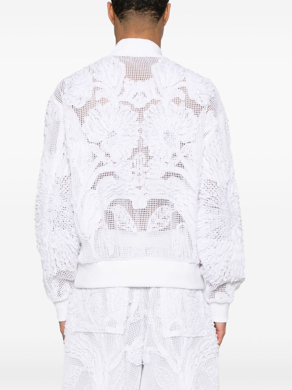 embroidered mesh bomber jacket - 4