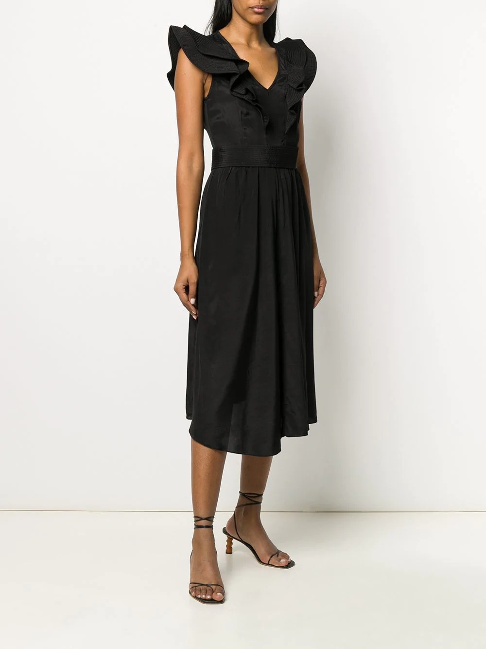 ruffled neck midi dress - 3