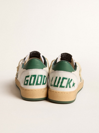 Golden Goose Men's Ball Star Wishes in white nappa leather with green leather star and heel tab outlook