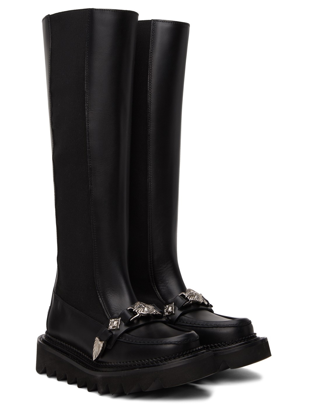 Black Leather Tall Boots - 4