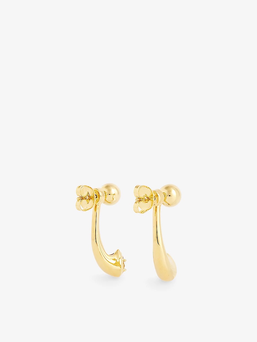 Radiant 12ct yellow gold plated-brass earrings - 4